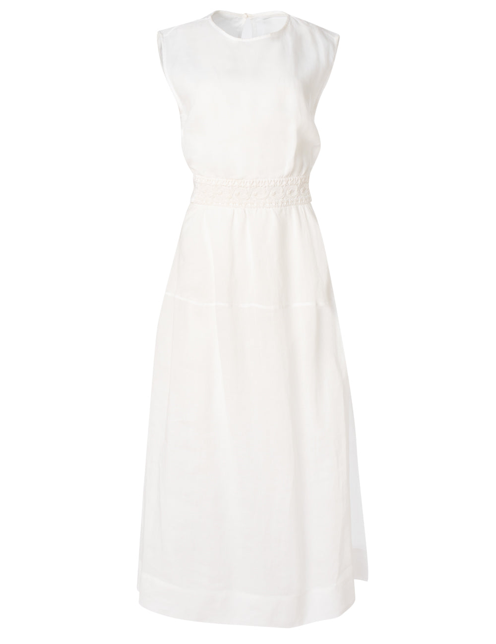 AMALIA CORD EMBROIDERED CUTOUT GATHERED MIDI DRESS