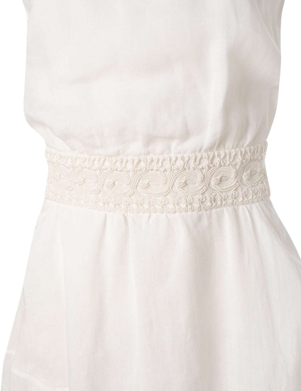 AMALIA CORD EMBROIDERED CUTOUT GATHERED MIDI DRESS