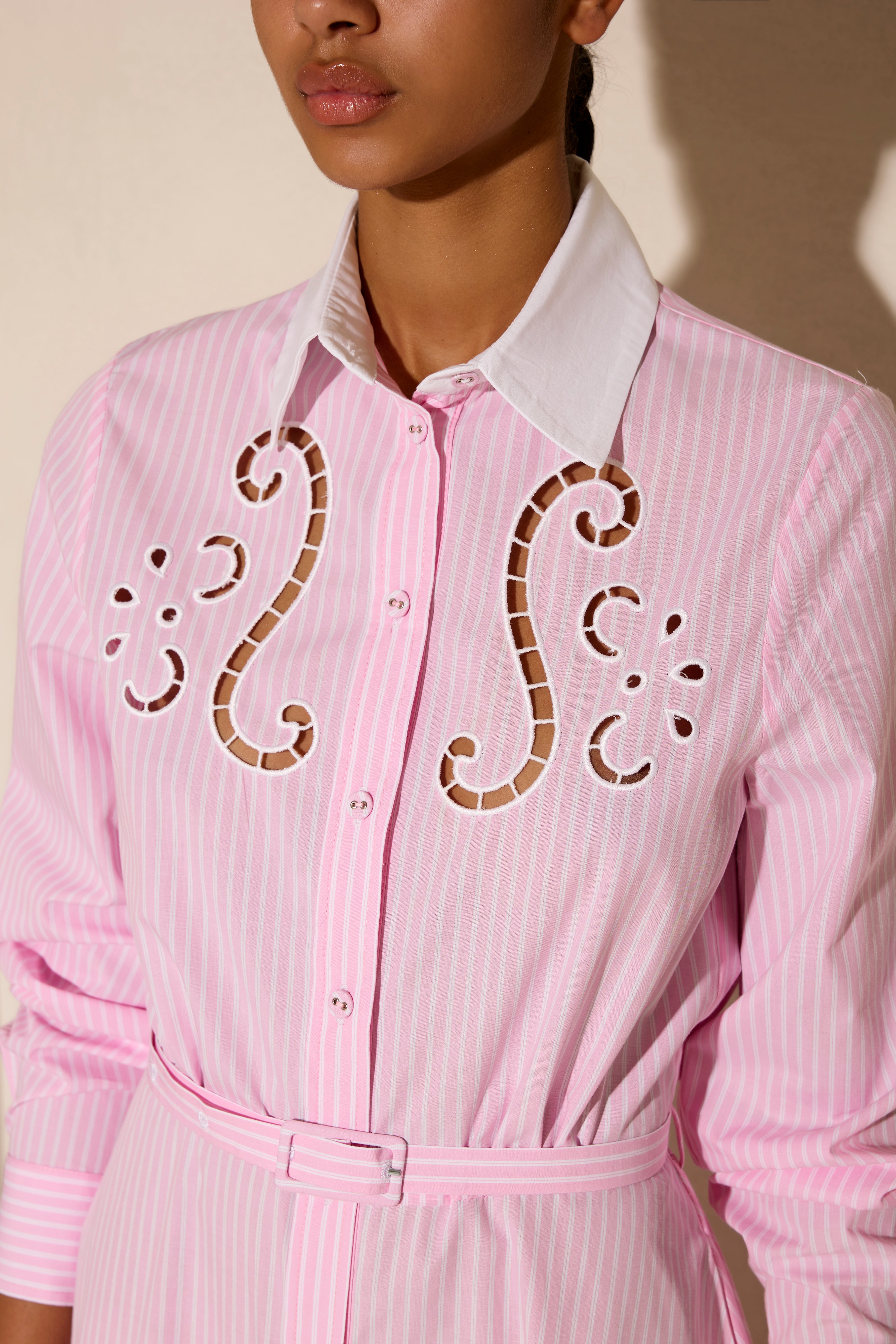EFTERPI CUT EMBROIDERED LONG SHIRT DRESS