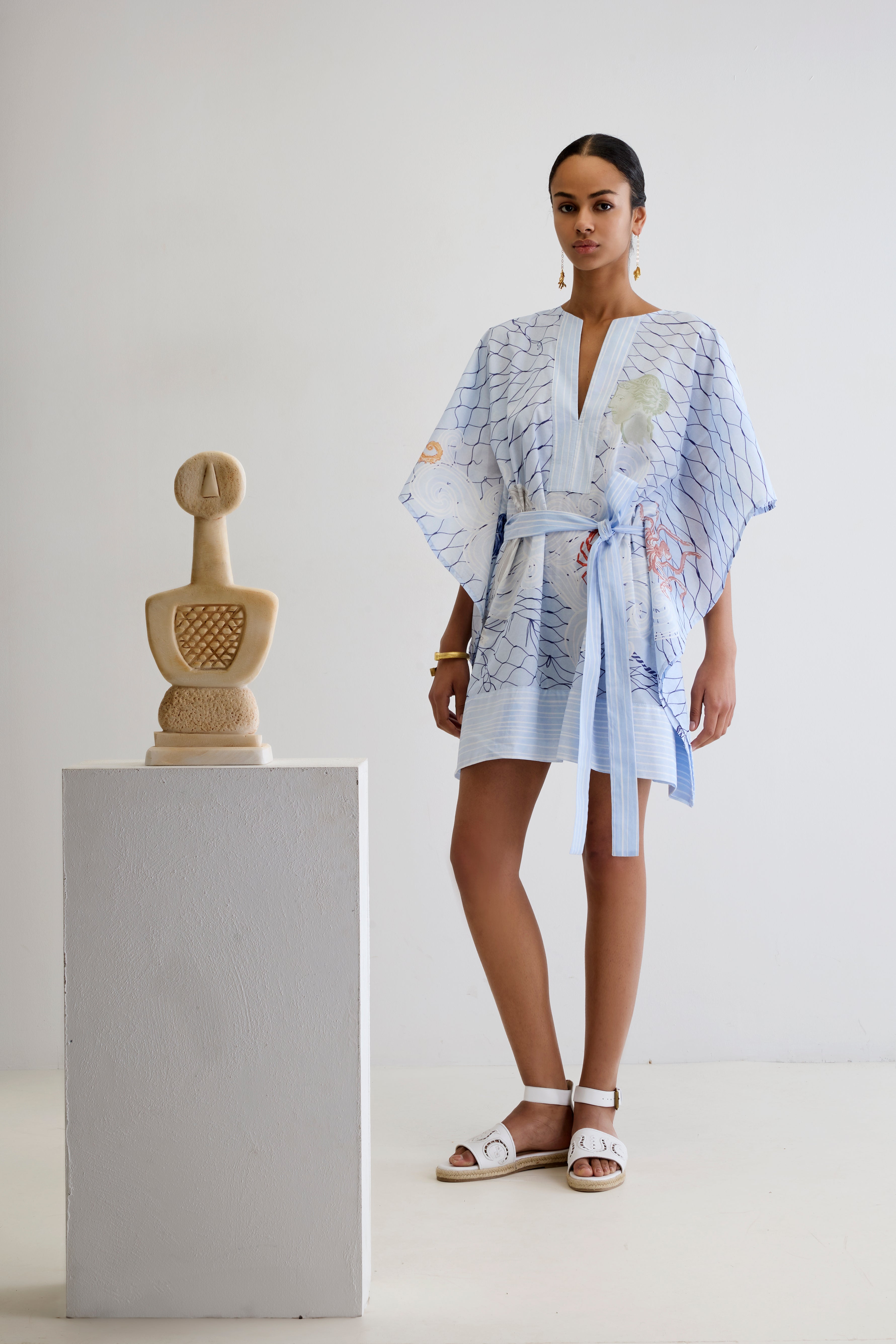 AEGEAN MYTH BELTED MINI KAFTAN