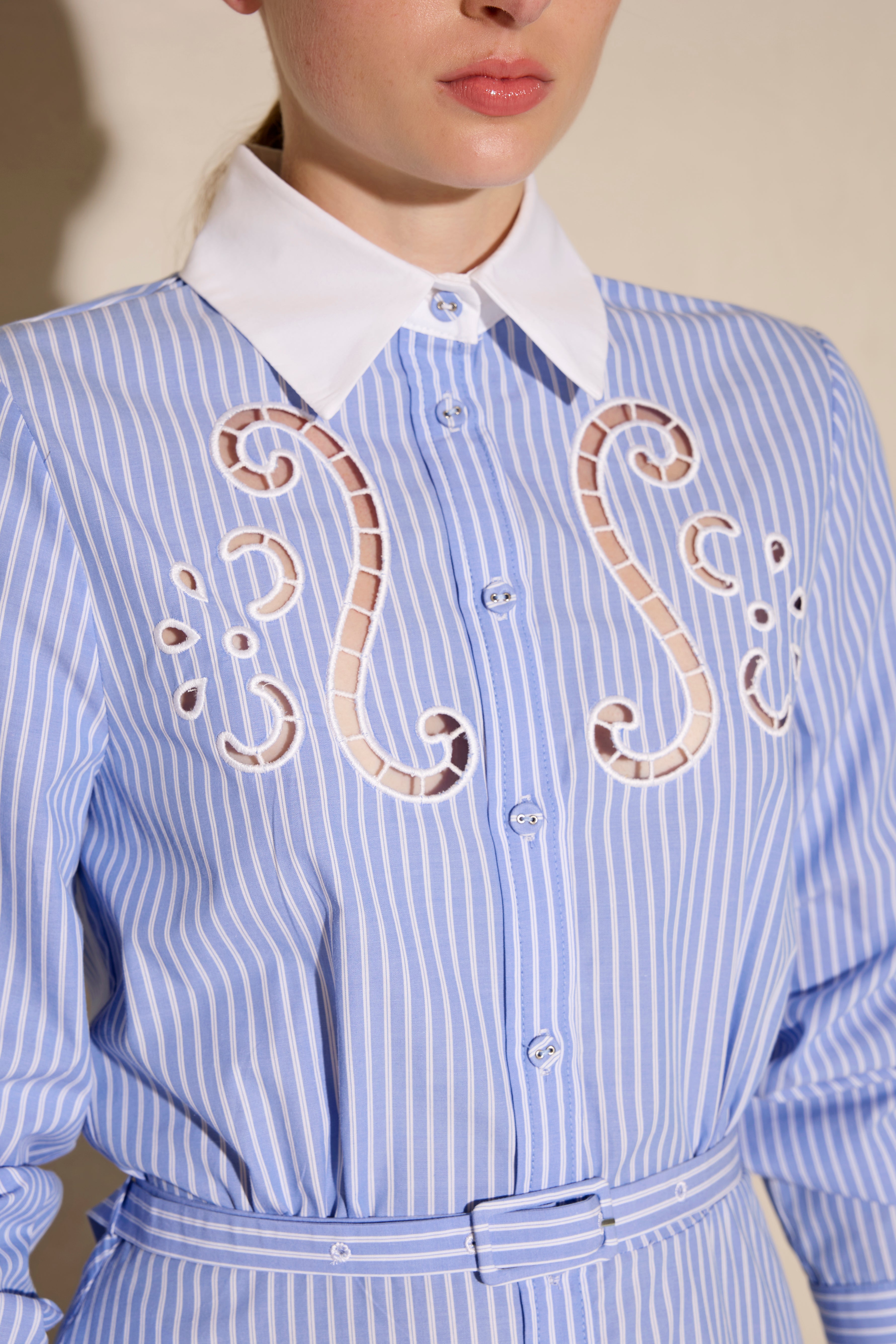 EFTERPI CUT EMBROIDERED LONG SHIRT DRESS
