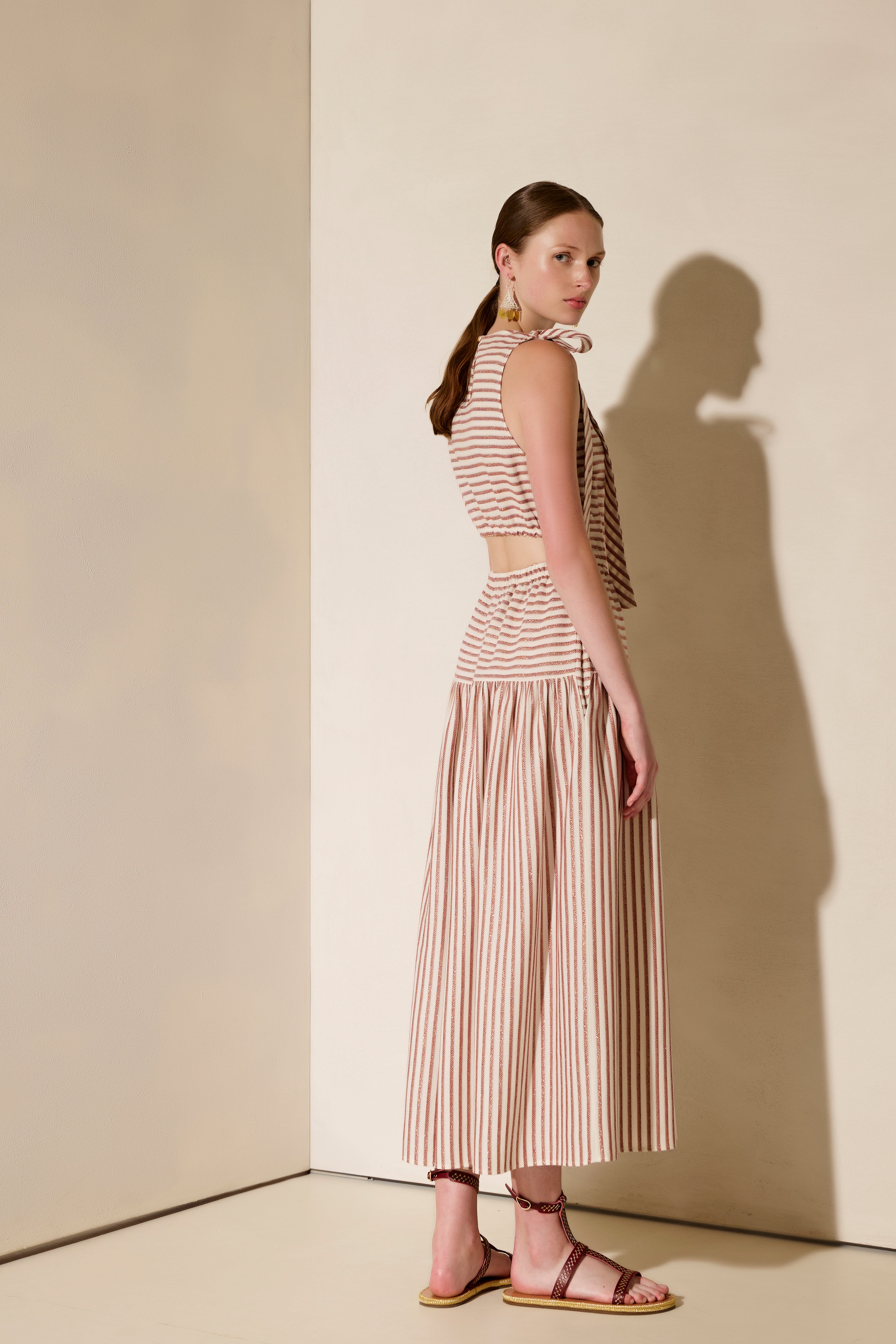 RIVIERA CUTOUT GATHERED LONG DRESS