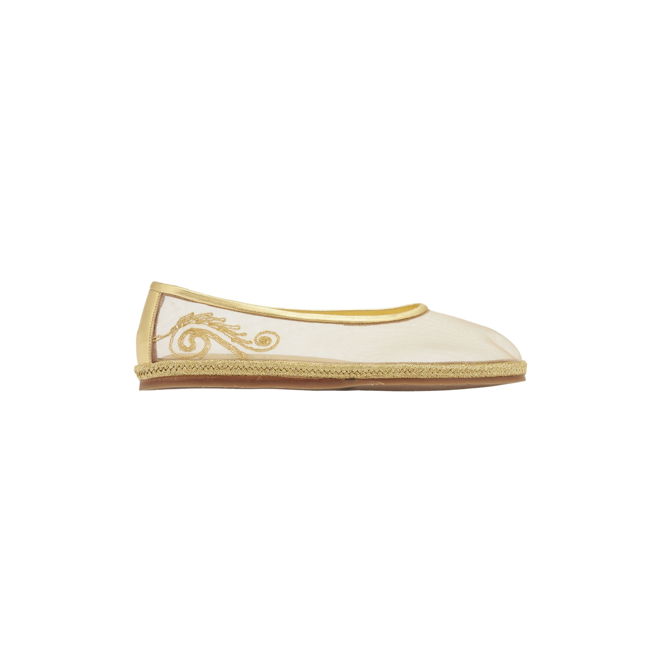 ARETI CORD EMBROIDERED BALLET FLATS