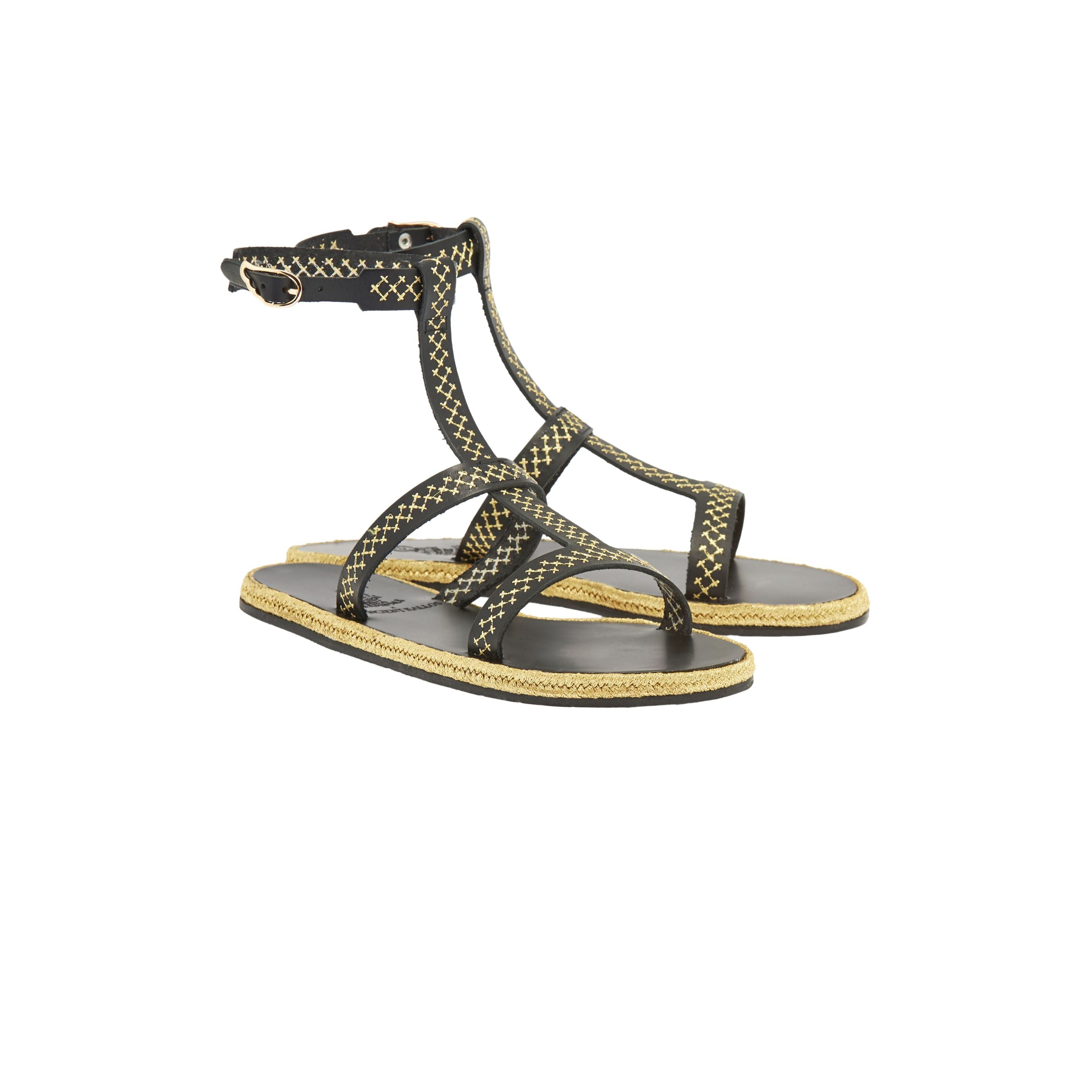 PENELOPE CROSS STITCH LEATHER ESPADRILLE SANDALS