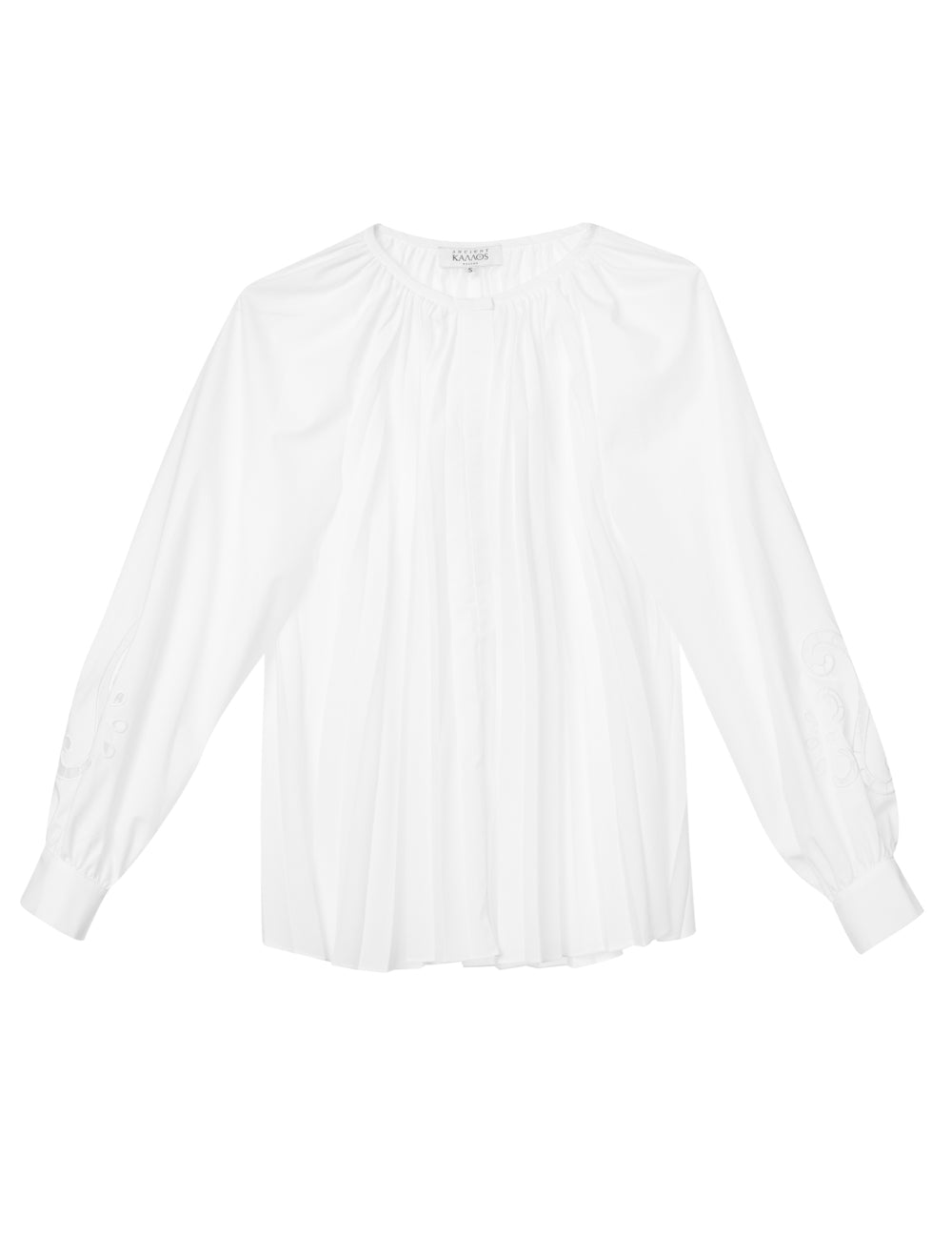 EUGENIA CUT-EMBROIDERED PLEATED SHIRT