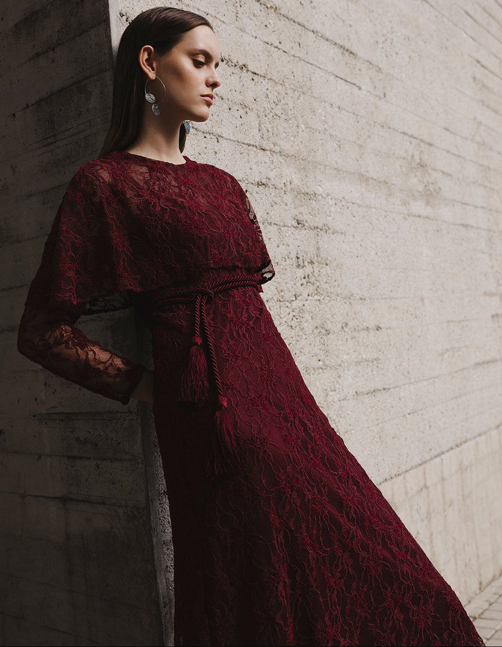 LETO LACE CAPE DRESS