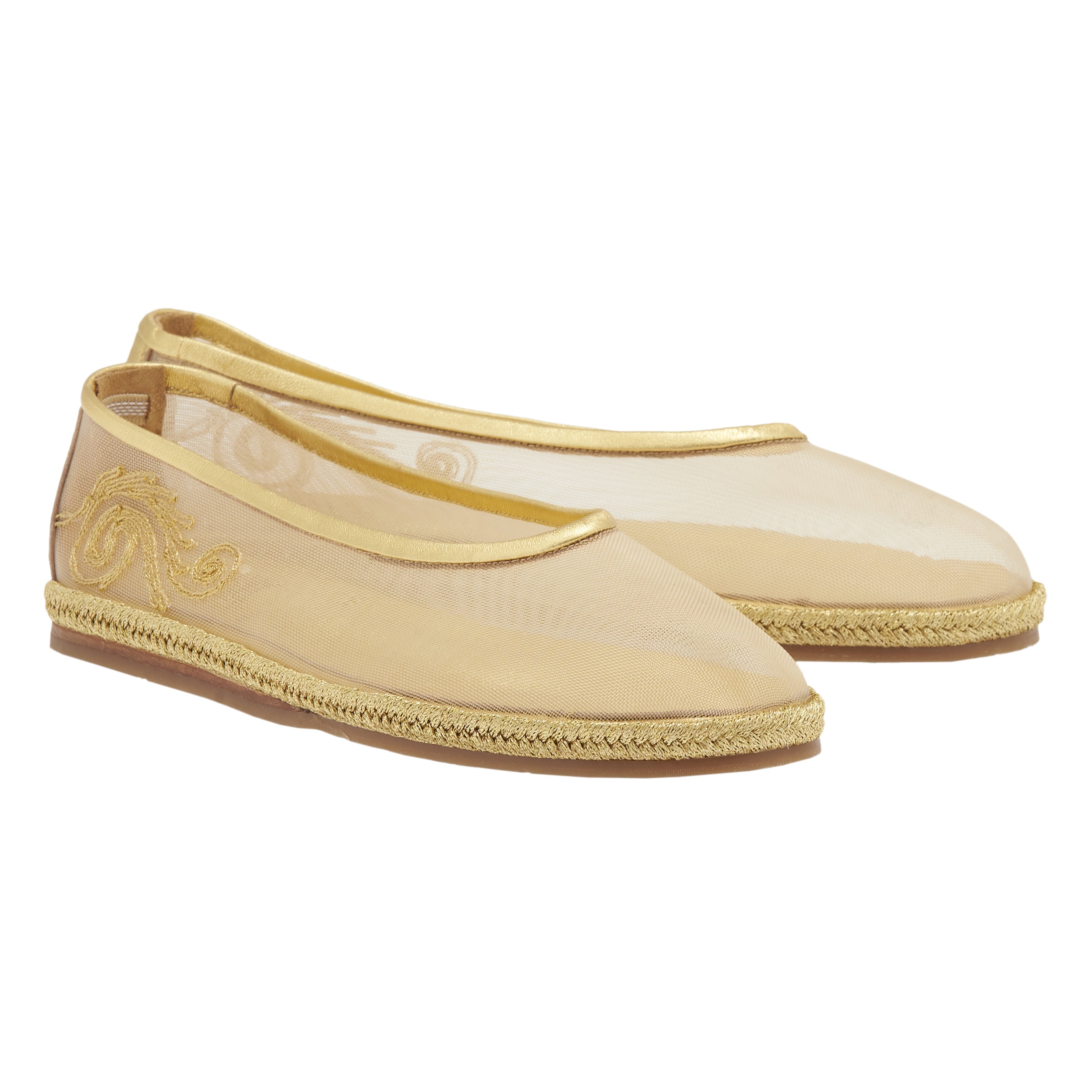 ARETI CORD EMBROIDERED BALLET FLATS