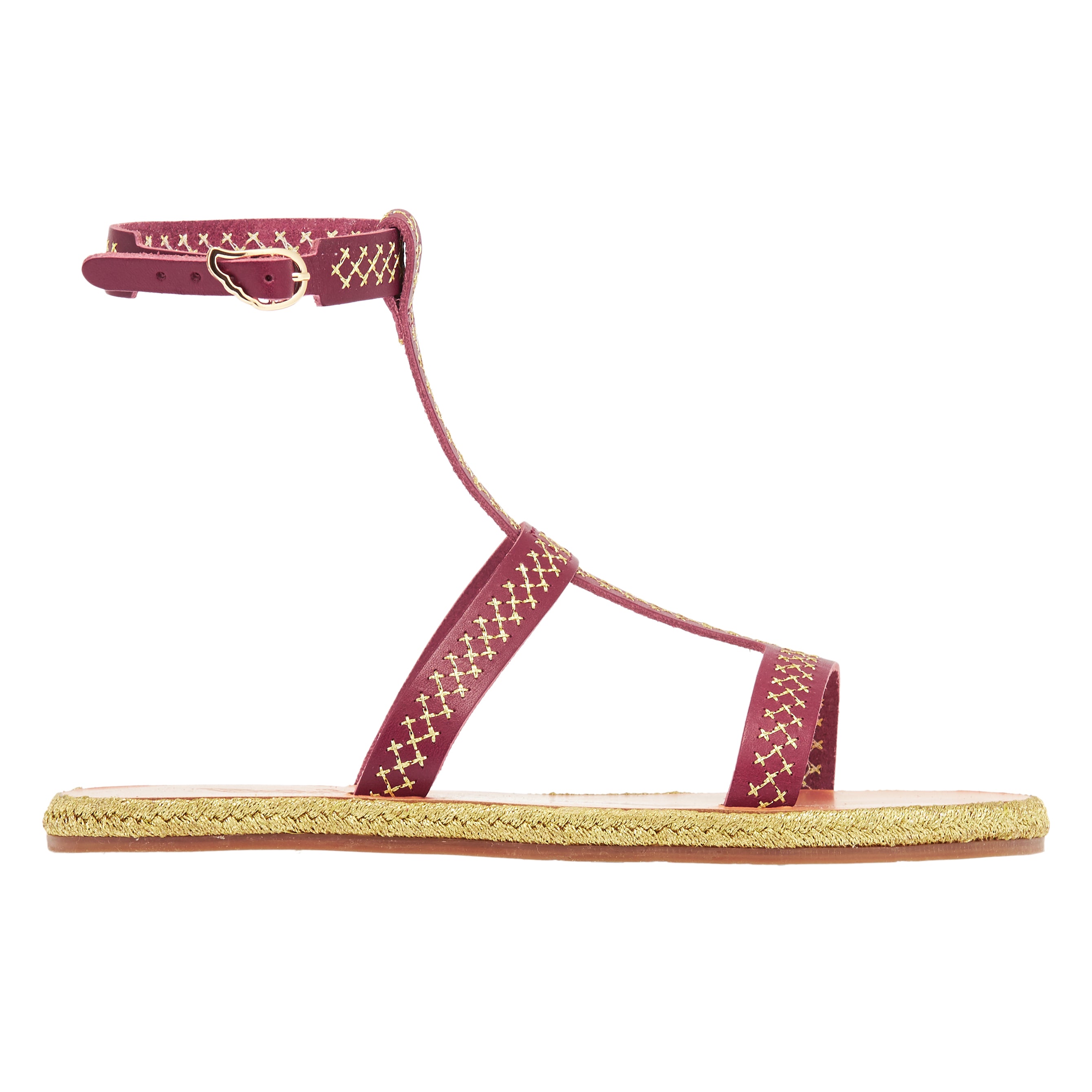 PENELOPE CROSS STITCH LEATHER ESPADRILLE SANDALS