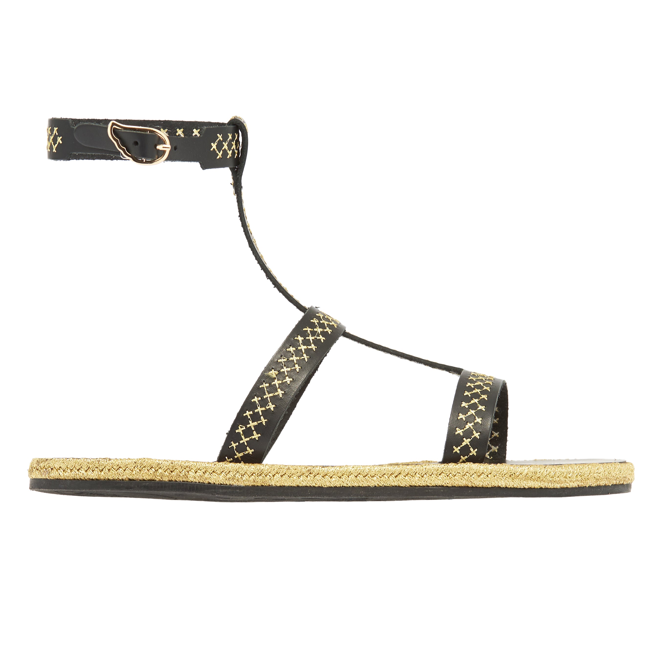 PENELOPE CROSS STITCH LEATHER ESPADRILLE SANDALS