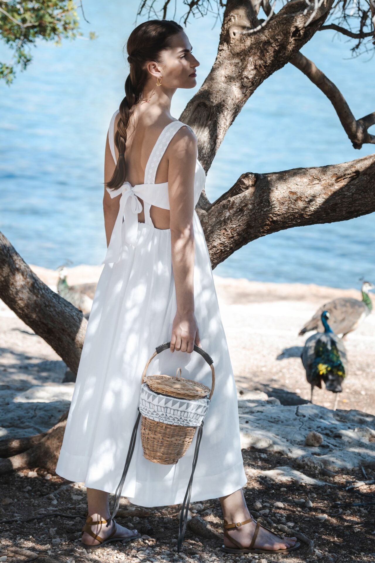 DALIA RAMIE EMBROIDERED LONG DRESS