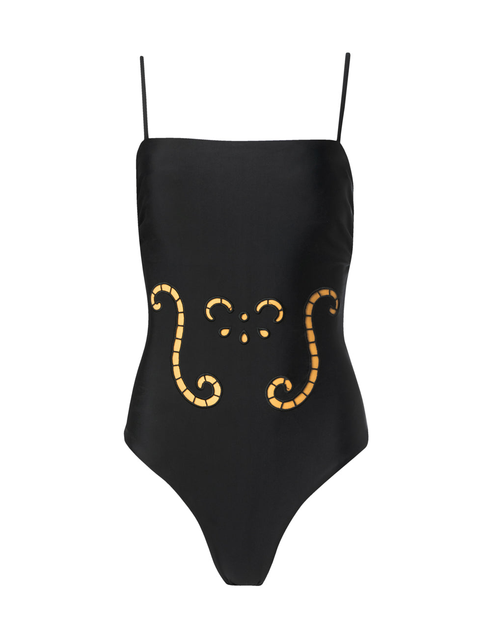 IPHIGENIA CUT EMBROIDERED SWIMSUIT  BLACK