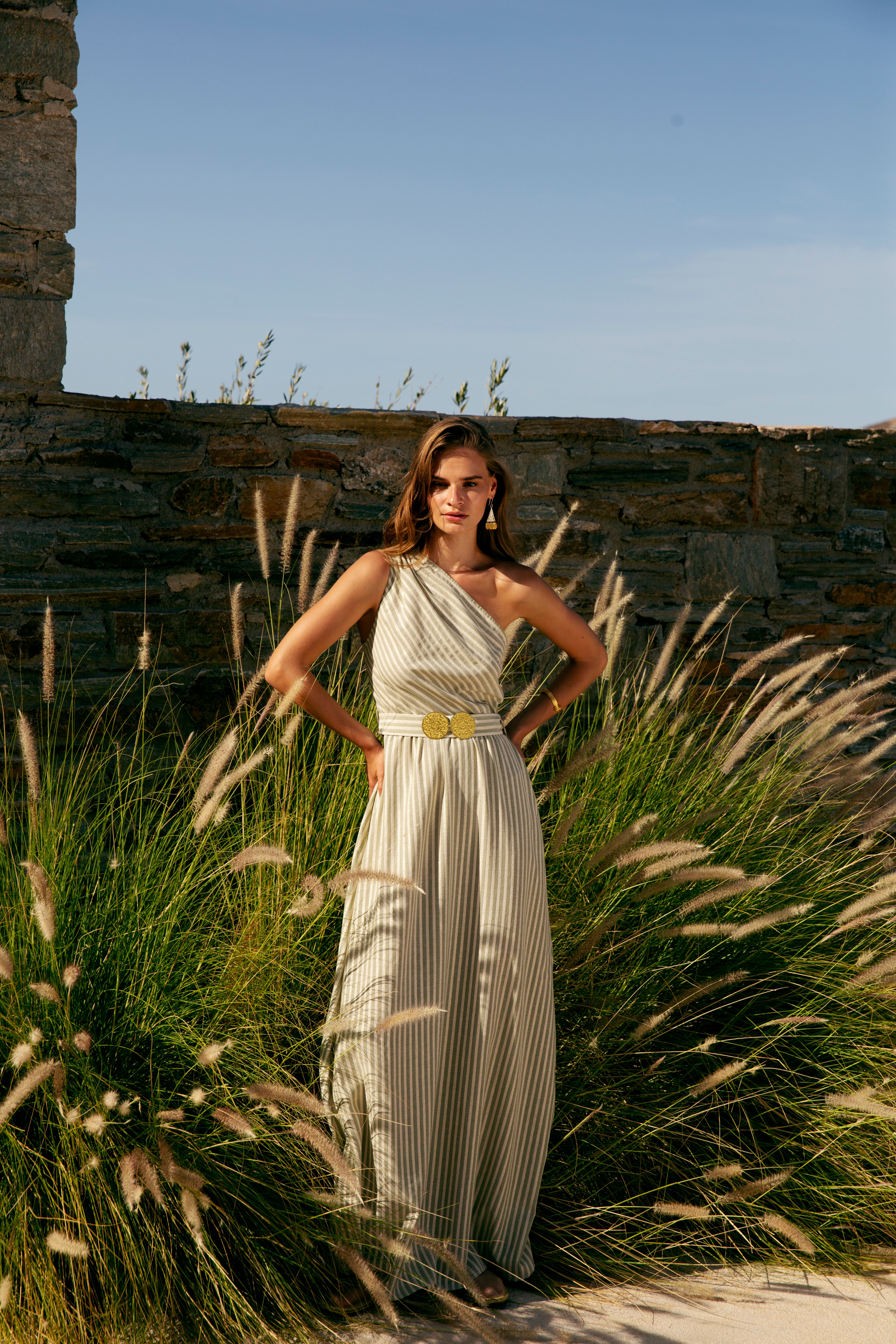 RIVIERA ONE SHOULDER MAXI DRESS
