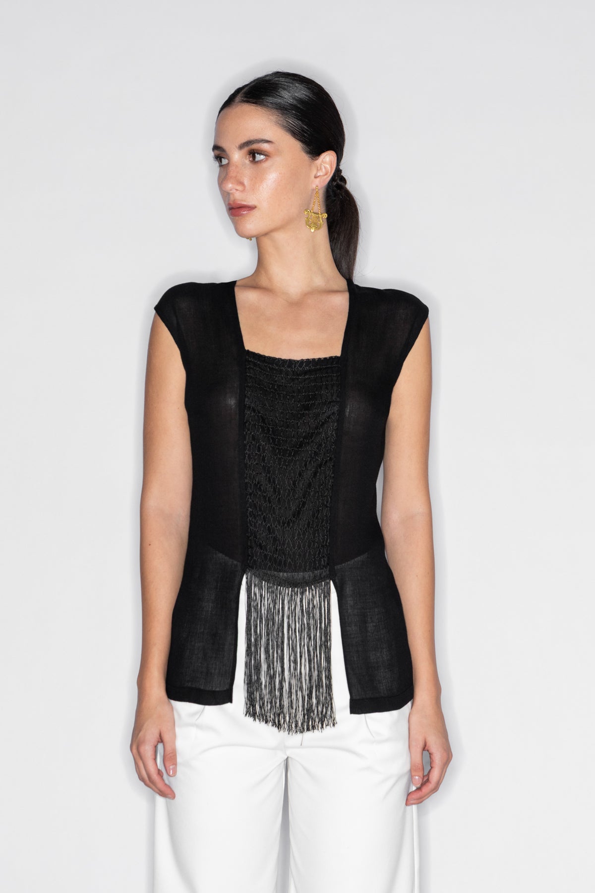ARGALIOS FRINGED WOOL TOP