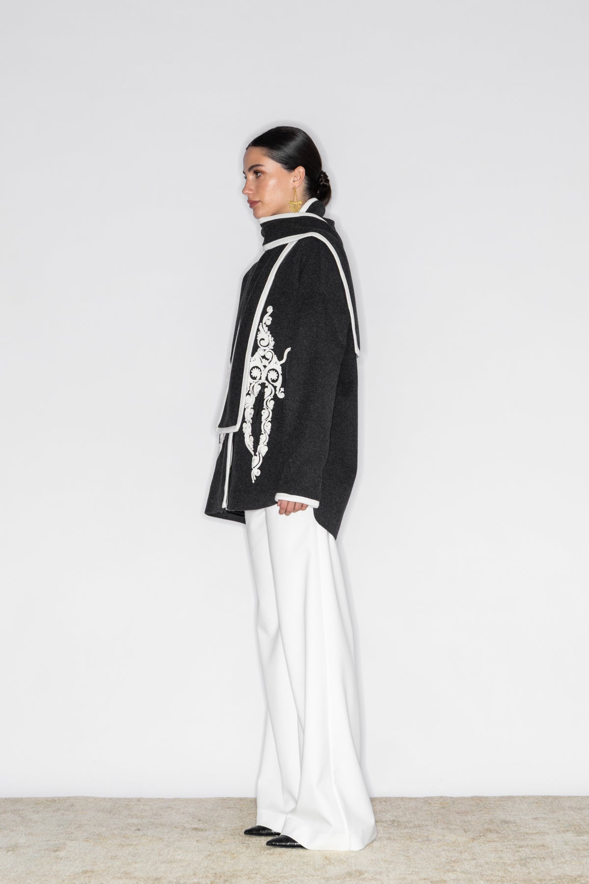 PHOEBE CORD EMBROIDERED SCARF JACKET