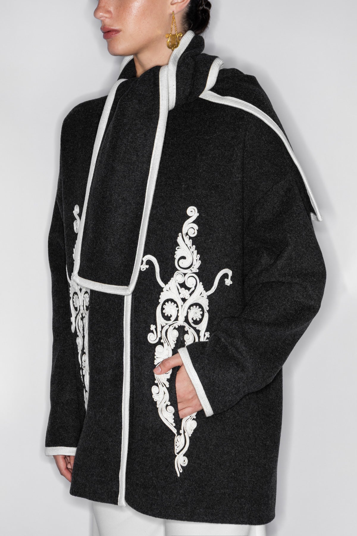 PHOEBE CORD EMBROIDERED SCARF JACKET