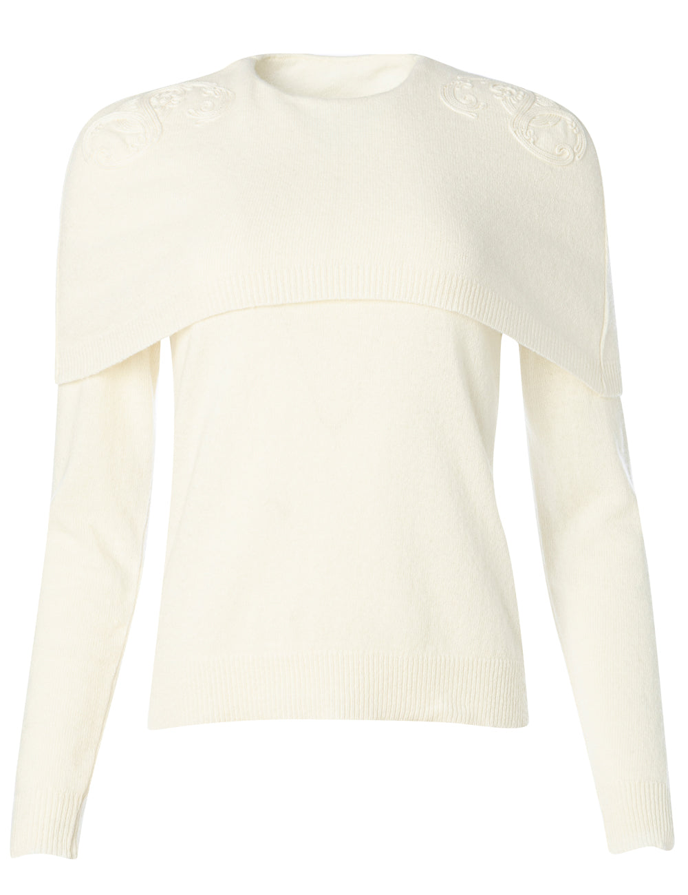 MYRRHA CORD EMBROIDERED CAPE SWEATER