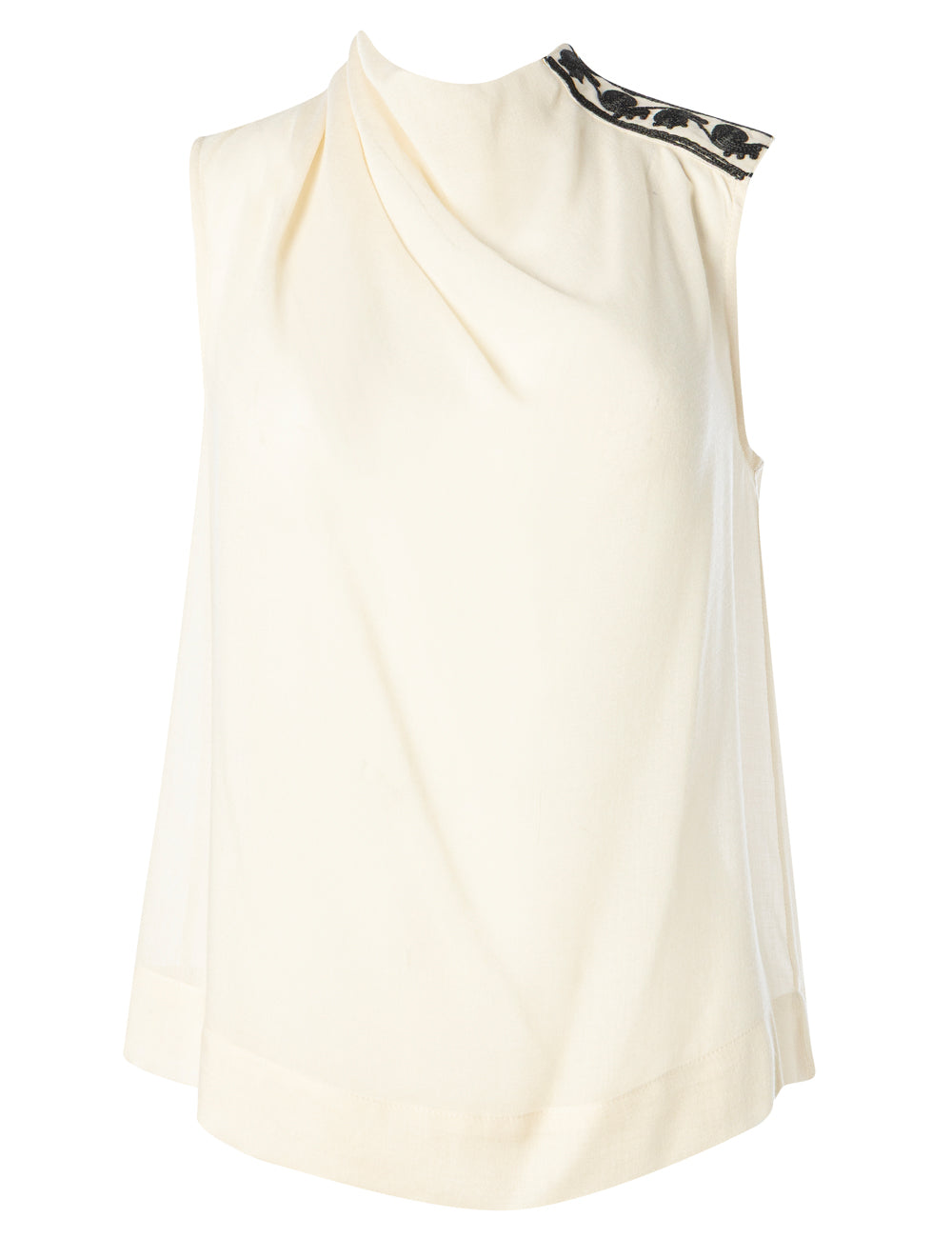 IOLE CORD EMBROIDERED DRAPED TOP