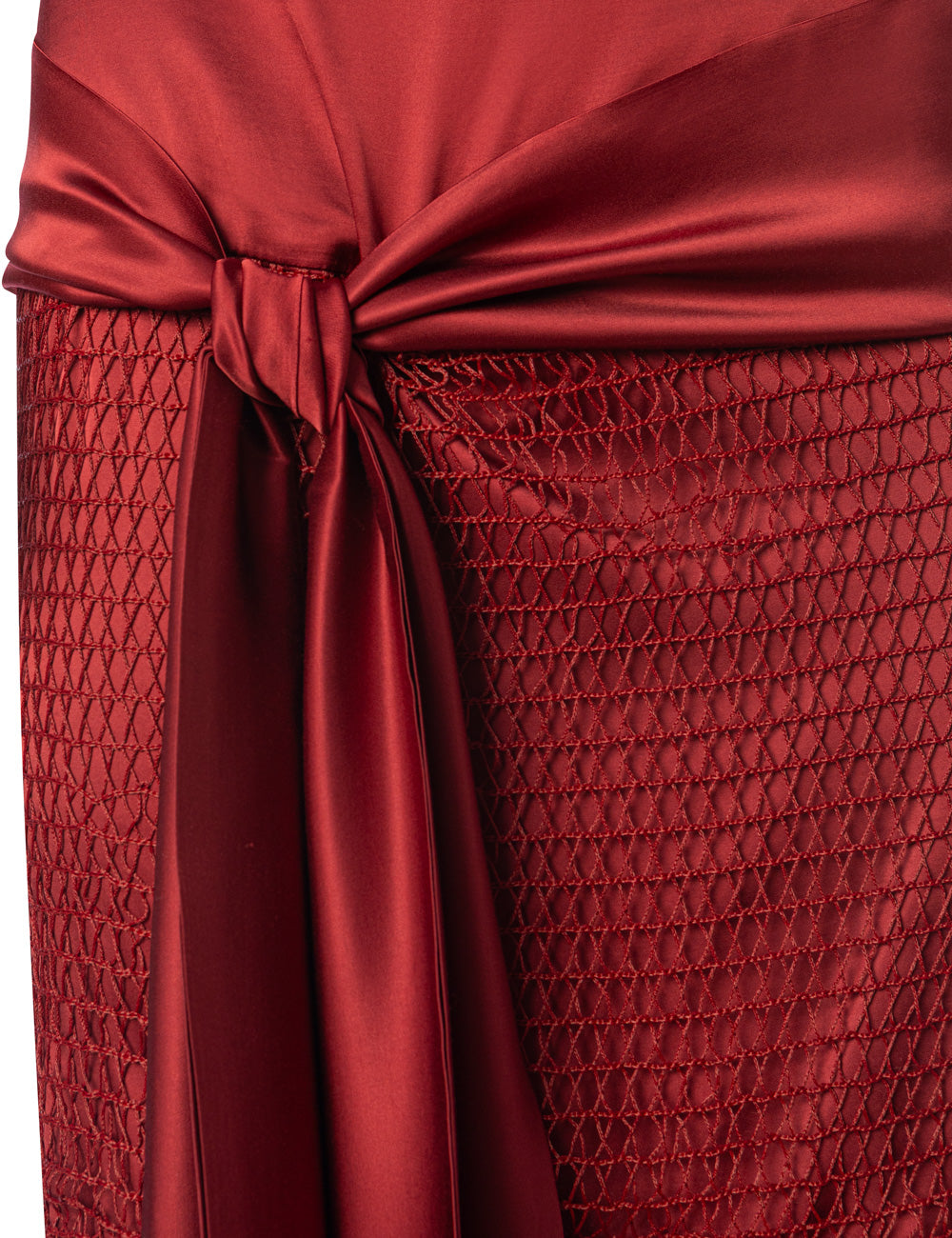 MNEMES DRAPED MIDI DRESS WITH FRINGE TRIM