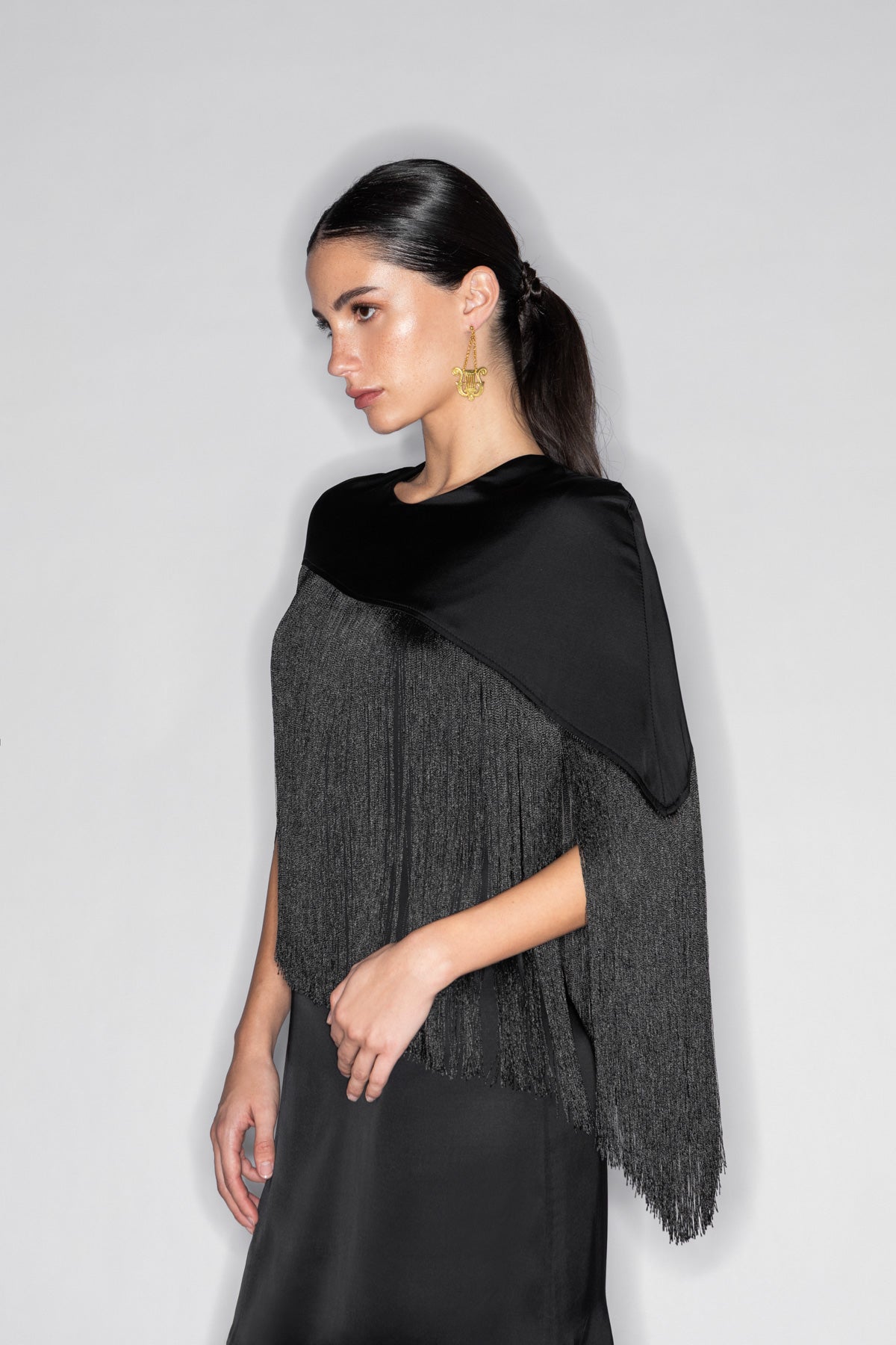 CAPE FRINGED MINI DRESS