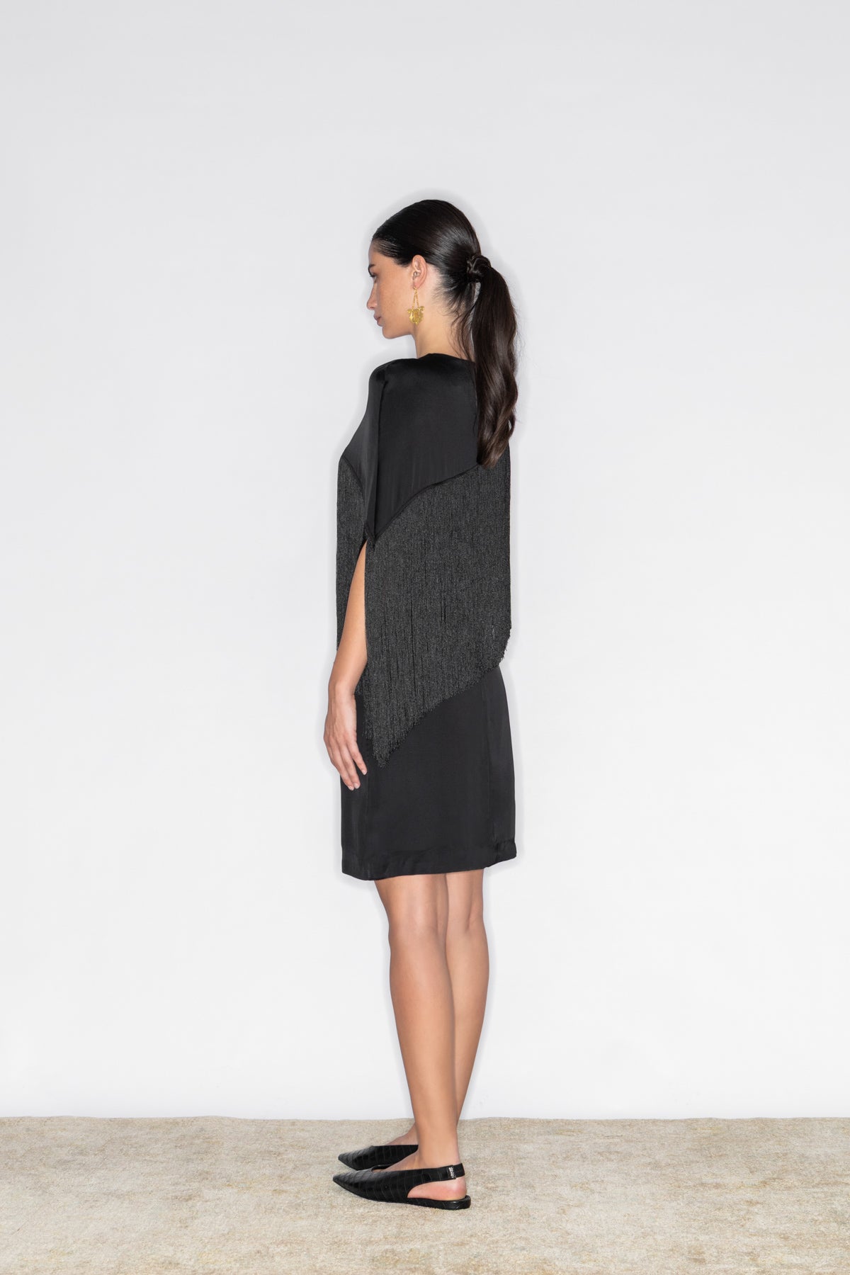 CAPE FRINGED MINI DRESS