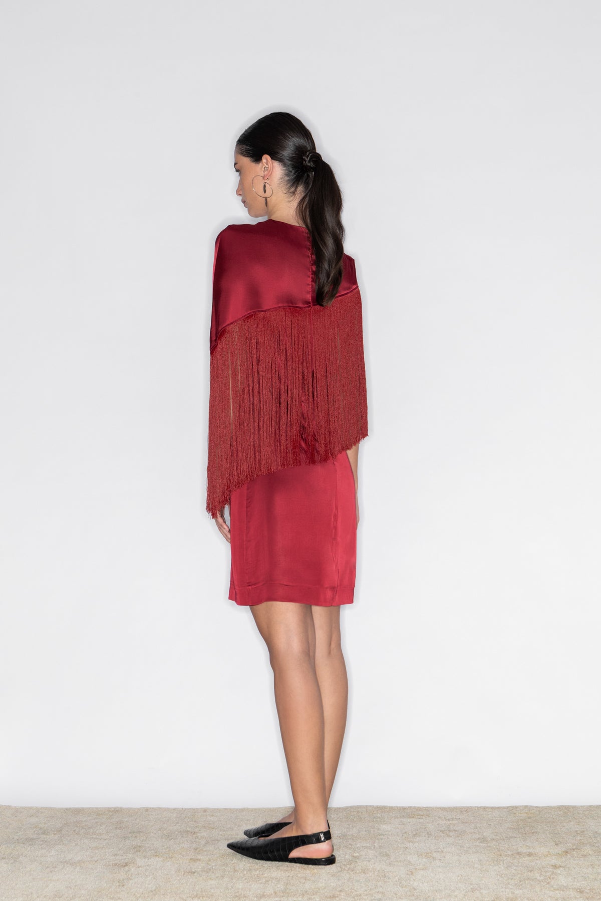 CAPE FRINGED MINI DRESS