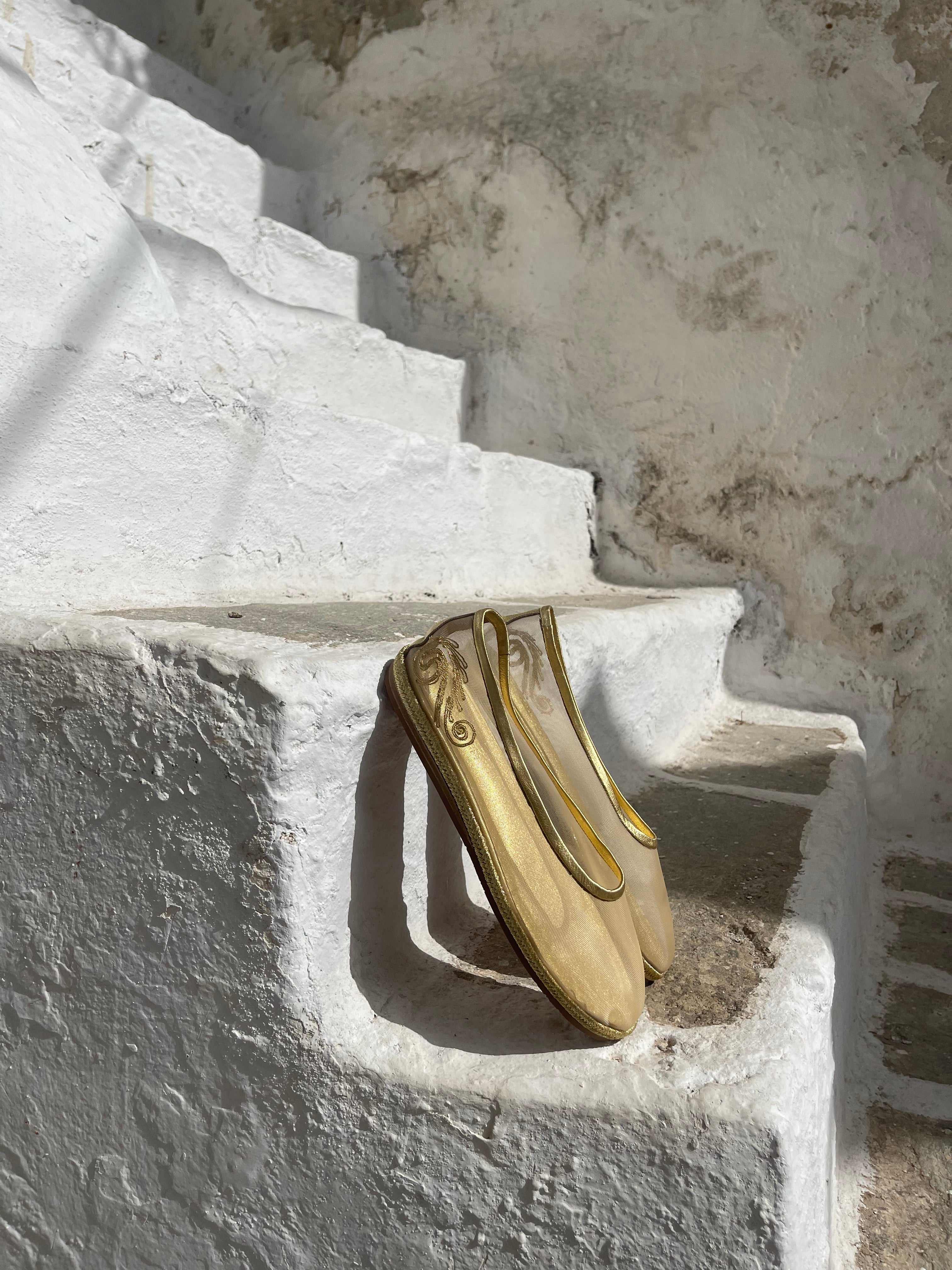 ARETI CORD EMBROIDERED BALLET FLATS