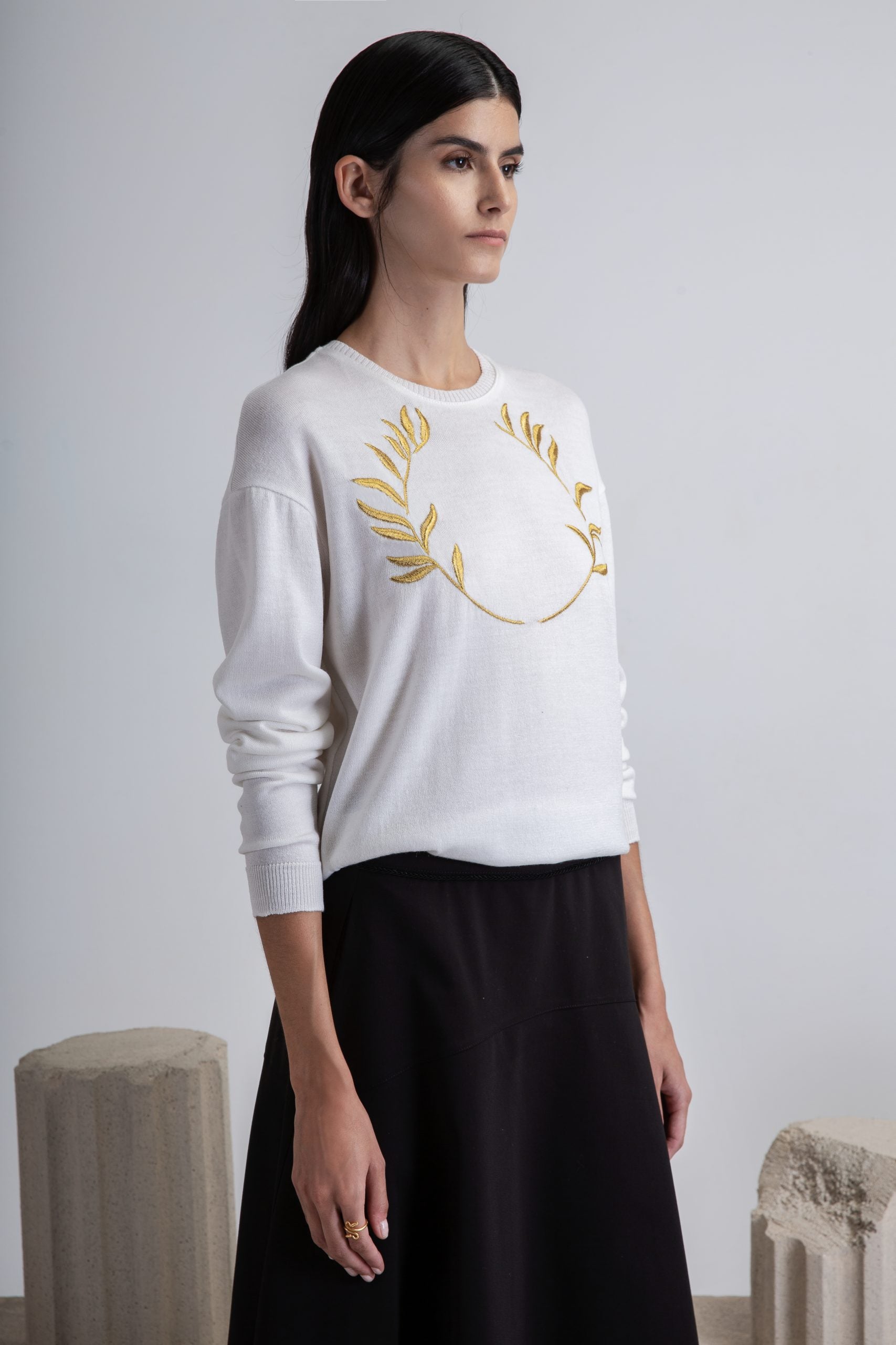 WREATH MERINO WOOL SWEATER OFF WHITE