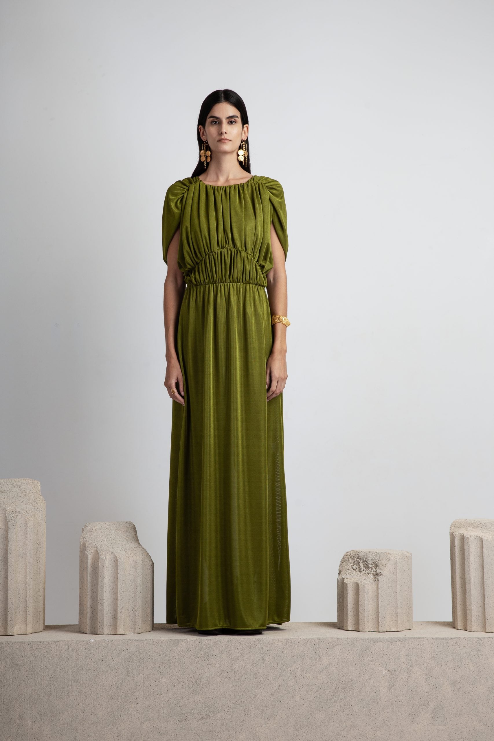 ERMIONE DRAPED LONG DRESS