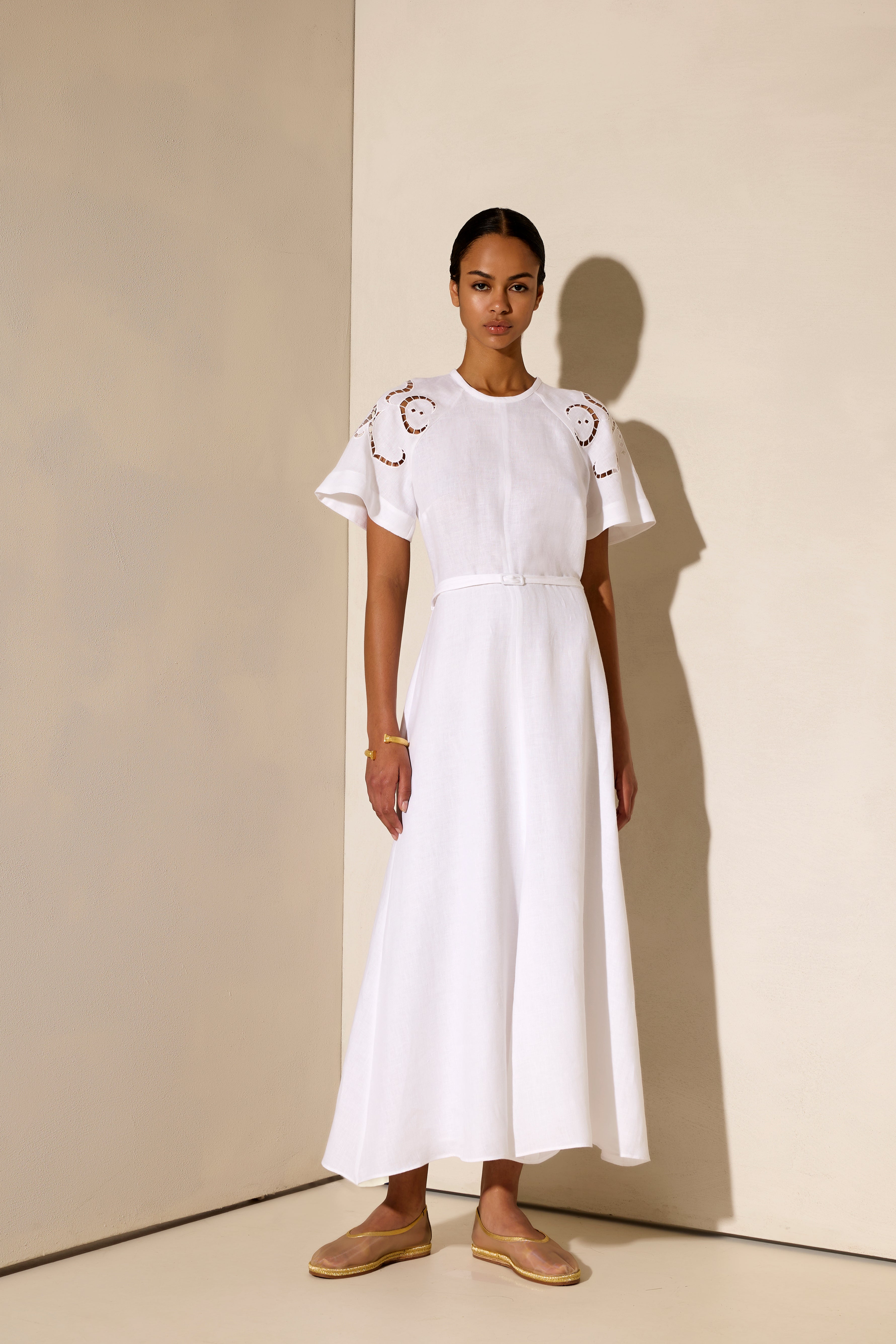 IPHIGENIA CUT EMBROIDERED MIDI DRESS