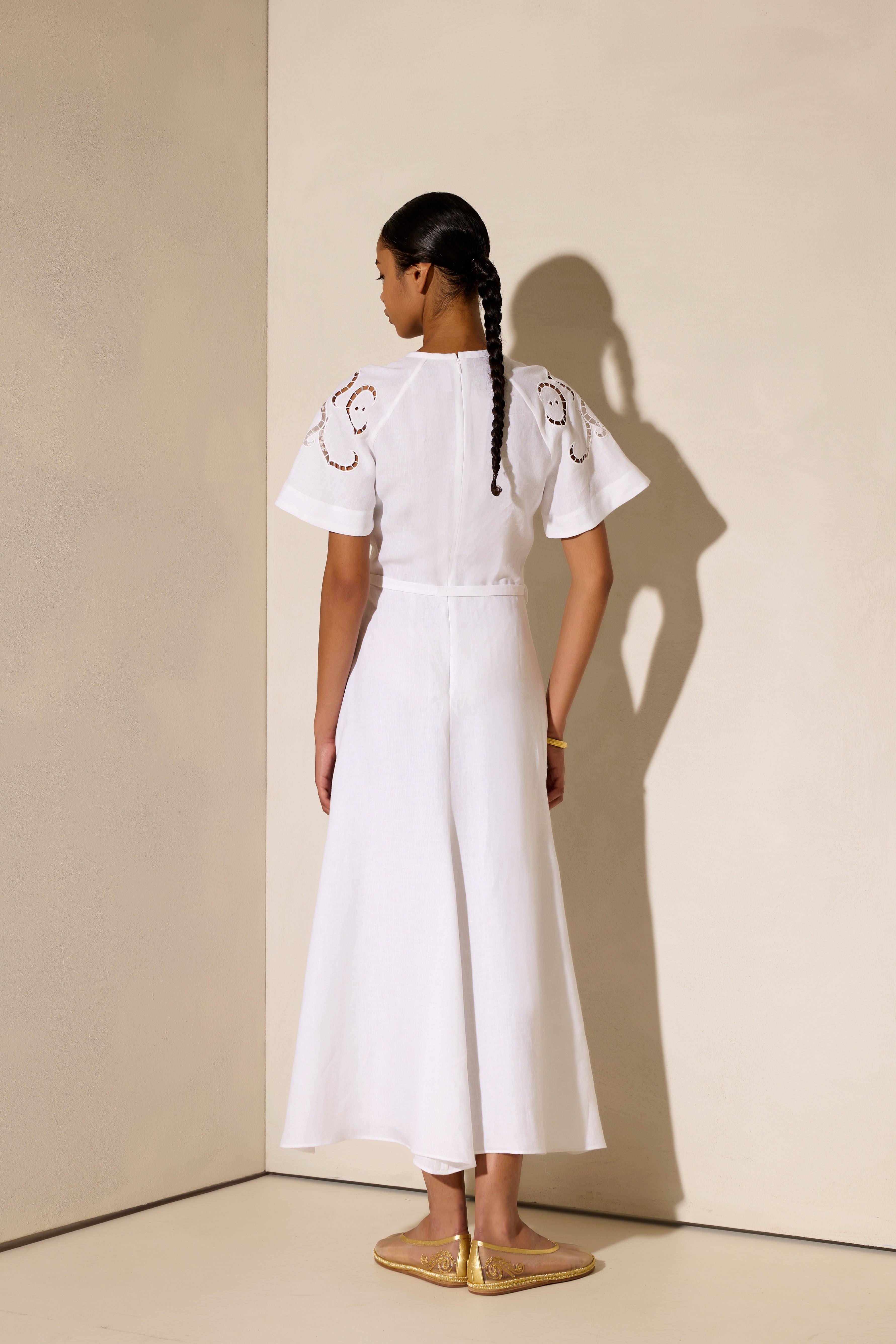 IPHIGENIA CUT EMBROIDERED MIDI DRESS