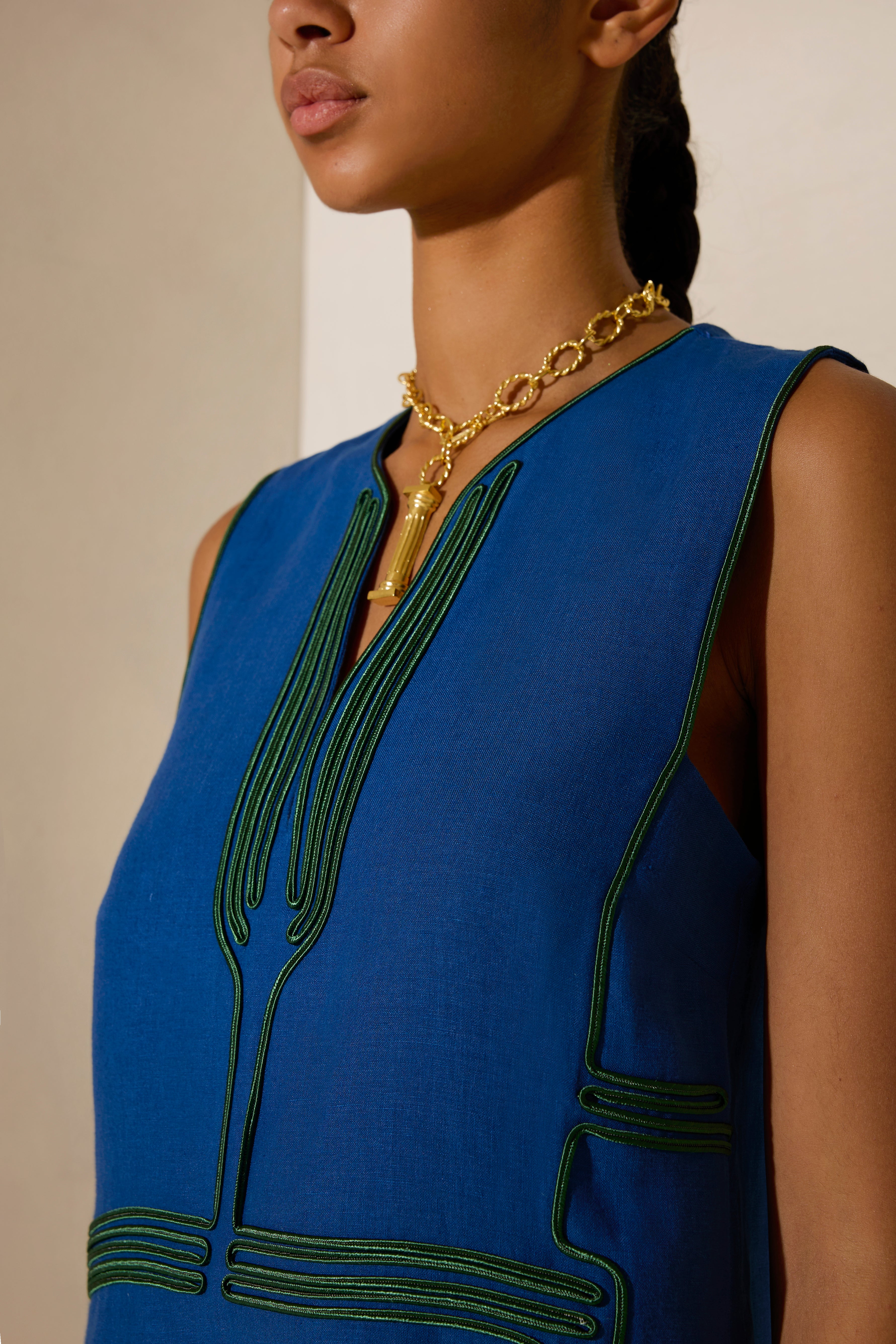 ATHENA CORD EMBROIDERED MINI KAFTAN