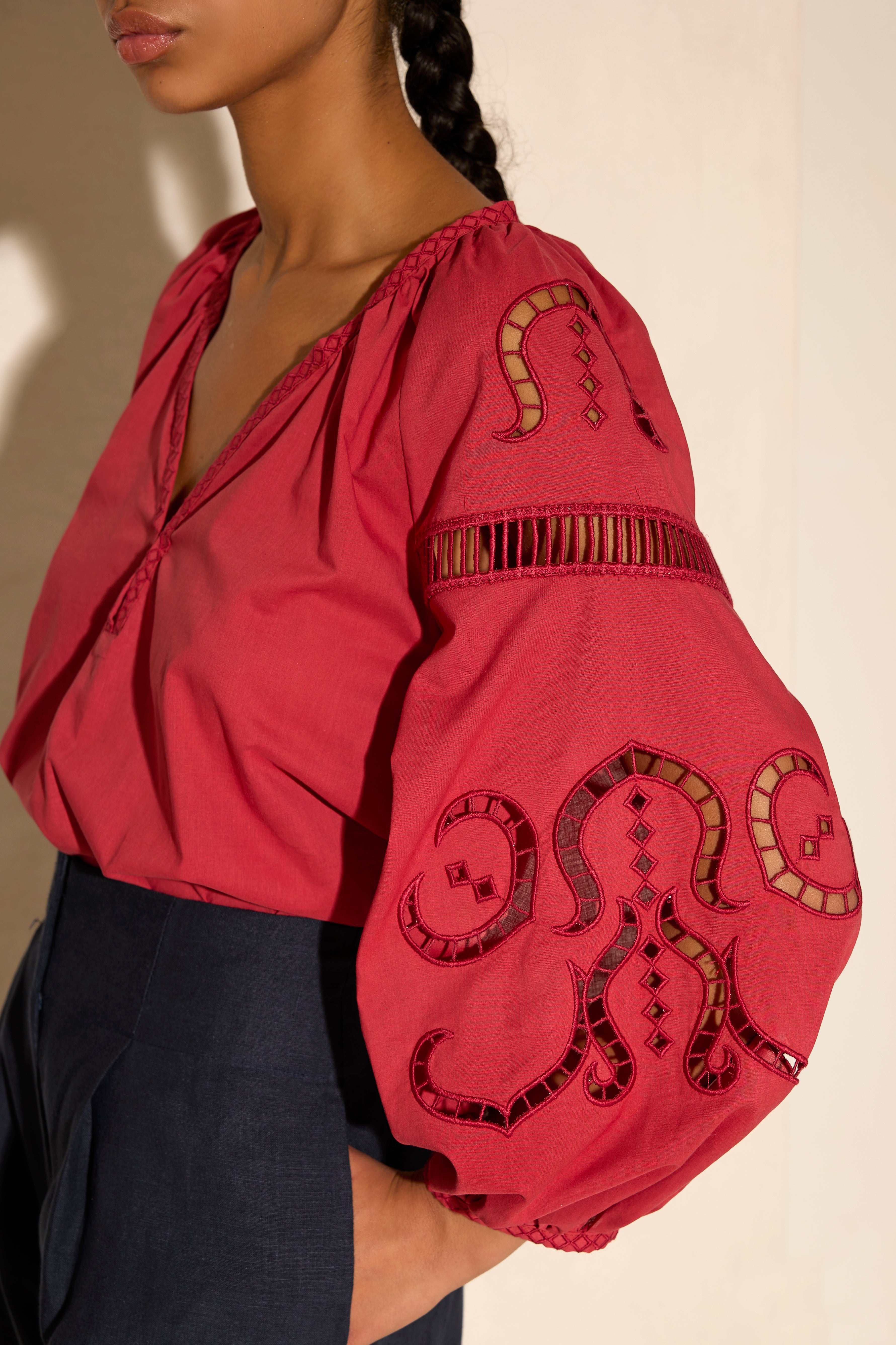 IPHIGENIA CUT EMBROIDERED BLOUSE