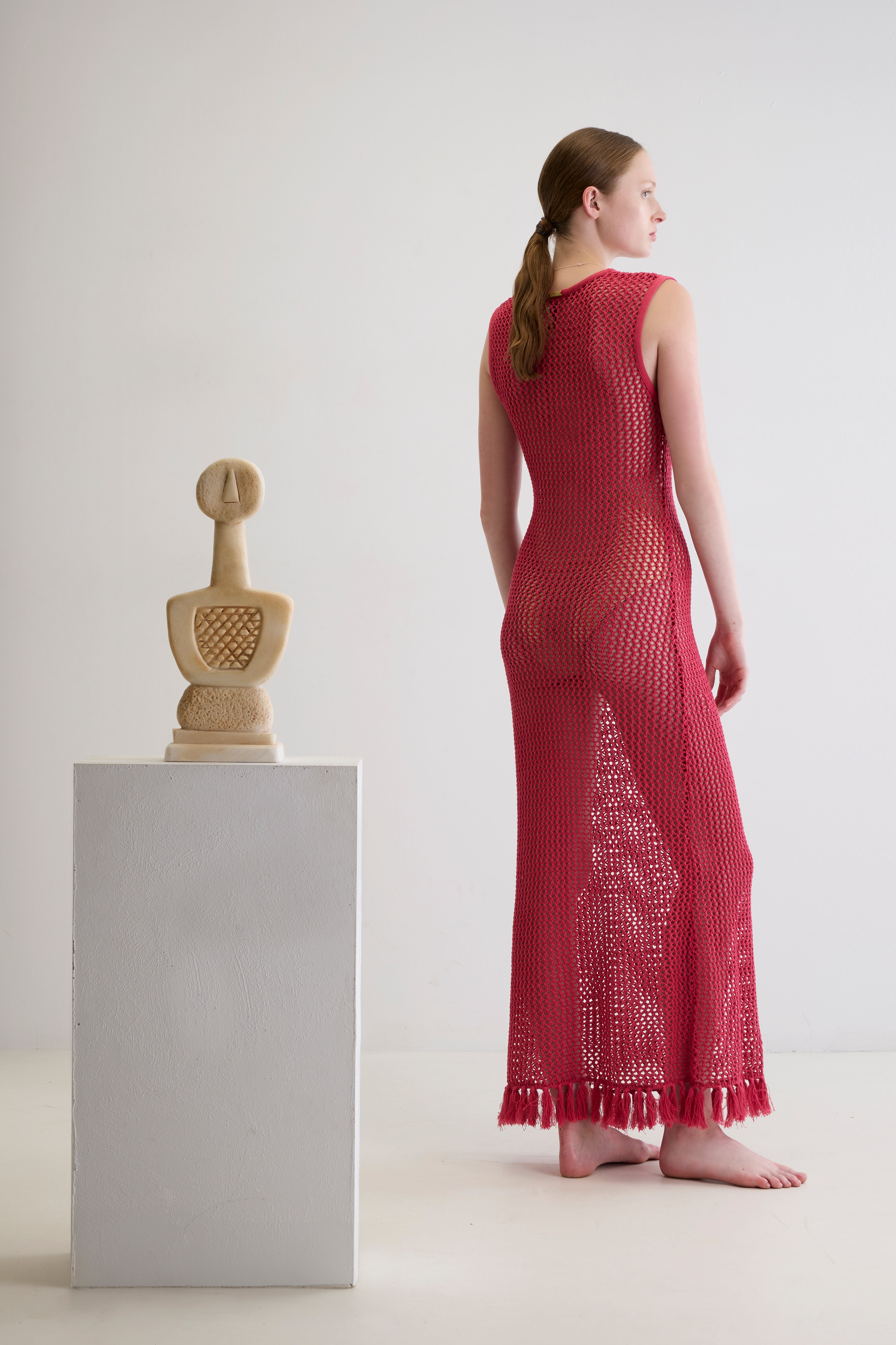 IVI CROCHET LONG DRESS WITH HANDMADE TASSELS