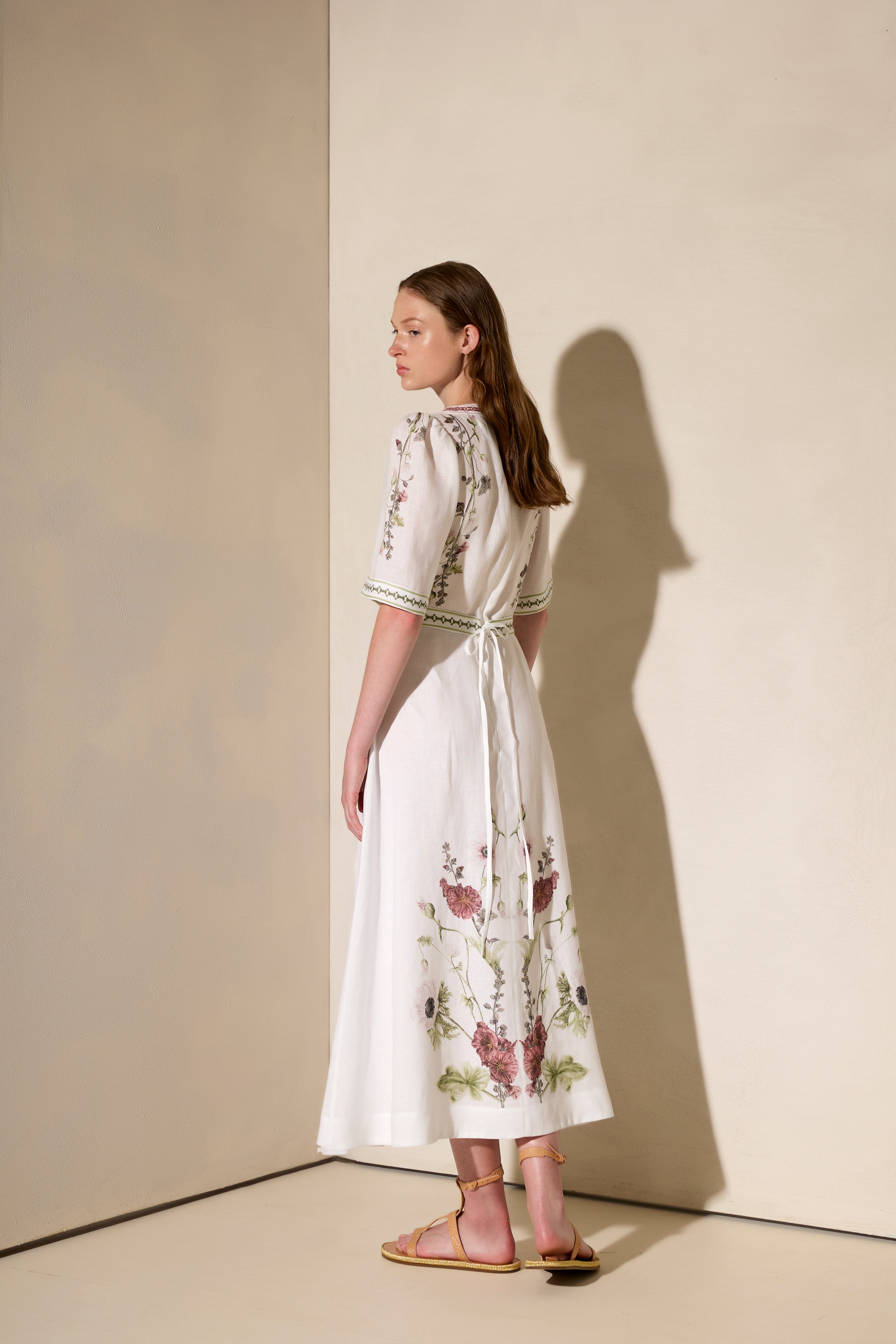 WILD FLOWERS LONG DRESS WITH PUFF SLEEVES