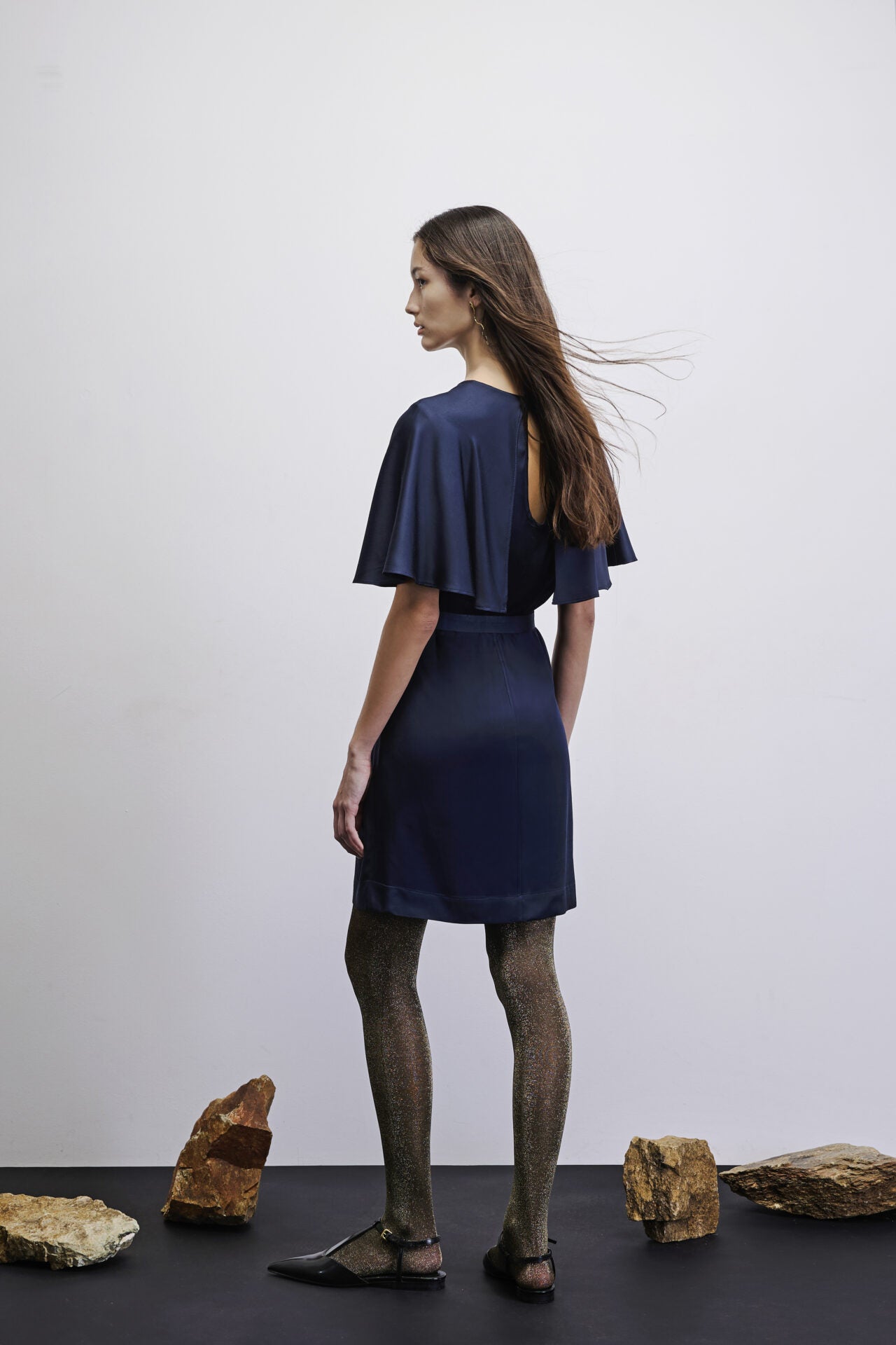 OFIS CAPE MINI DRESS MIDNIGHT BLUE