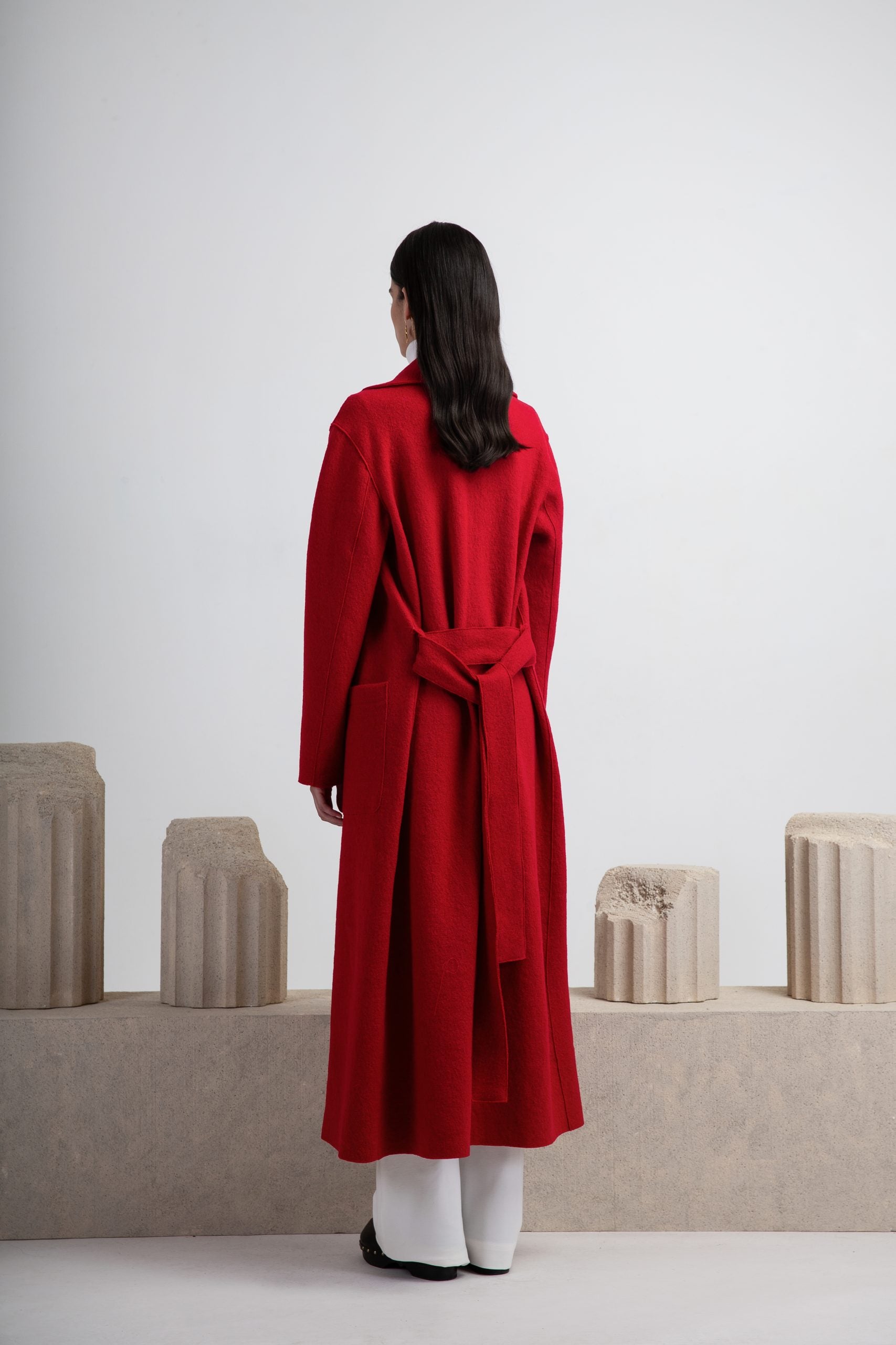 OLYMPOS LONG WOOL COAT CHERRY