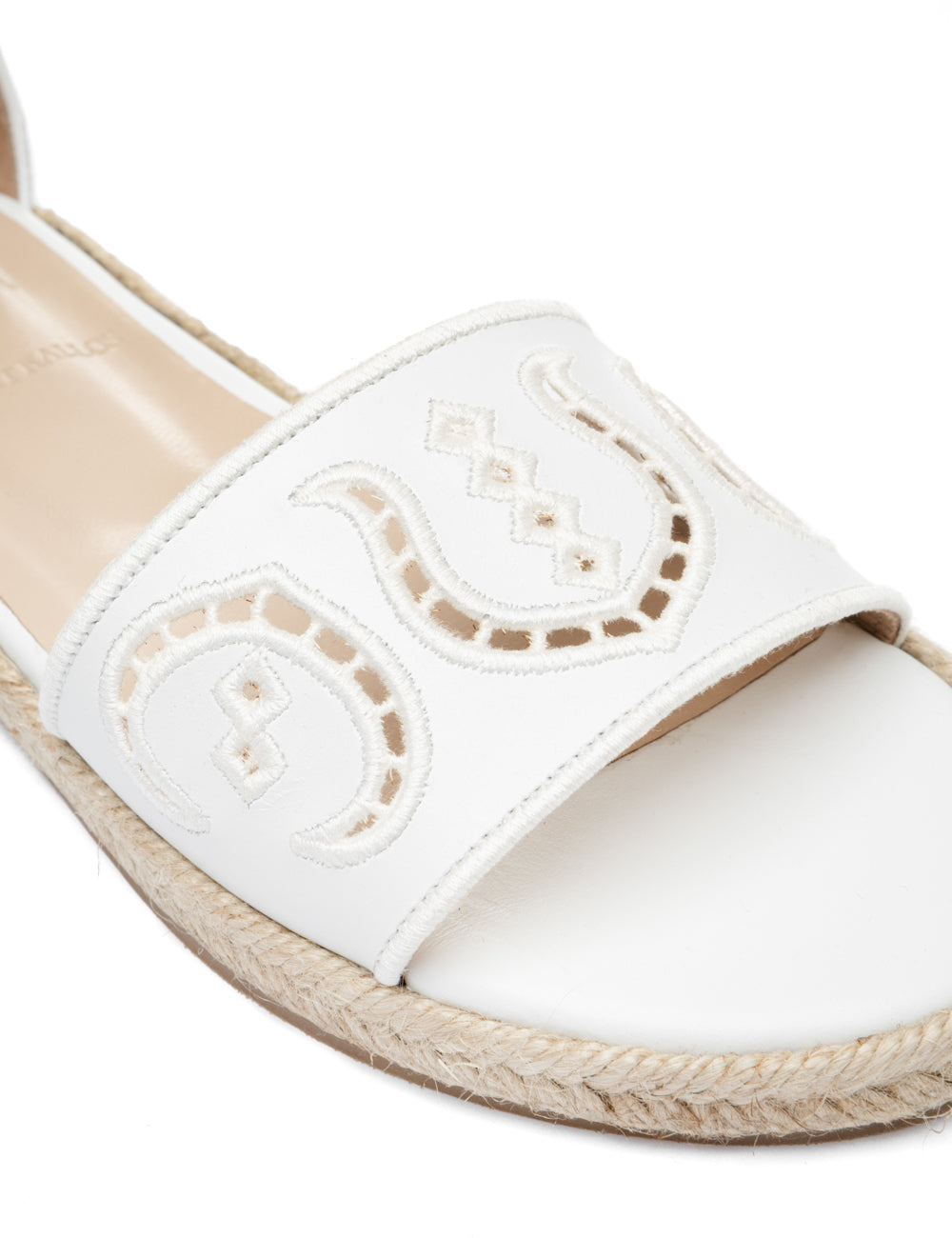 IPHIGENIA CUT EMBROIDERED LEATHER ESPADRILLE SANDALS