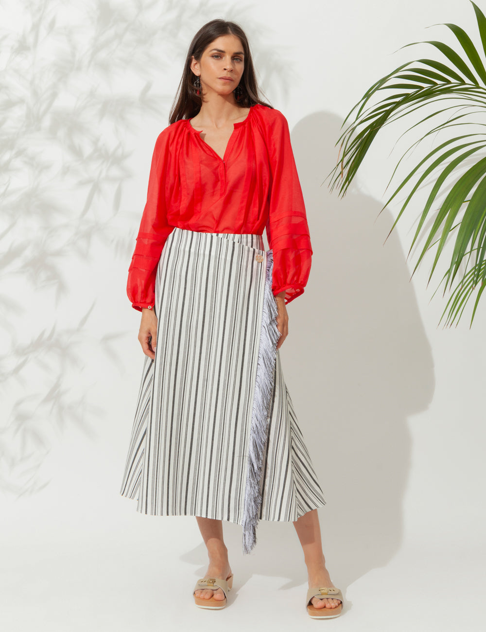 FAROS WRAP SKIRT WITH FRINGES