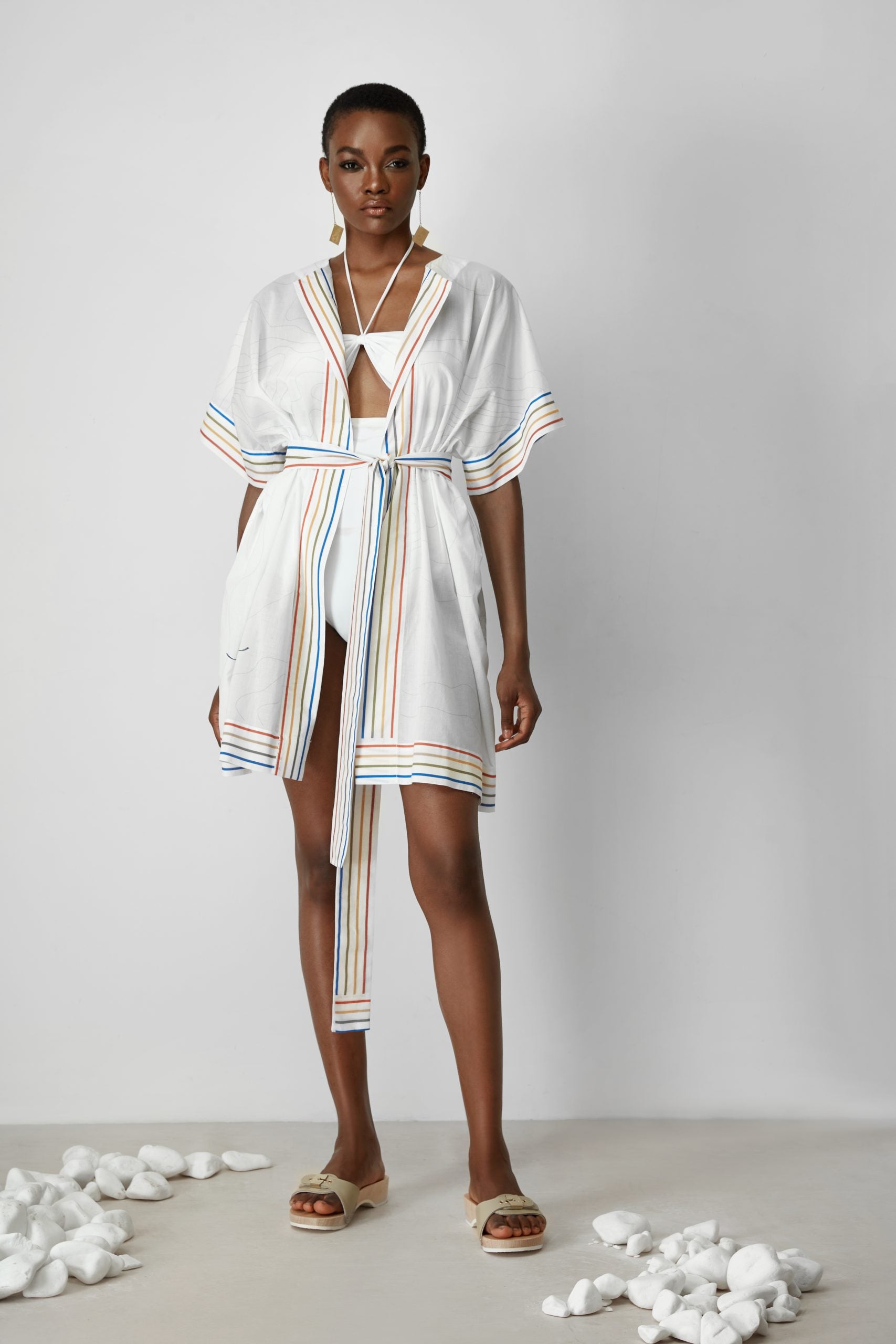 MYKONOS PRINTED MINI KIMONO COTTON VOILE