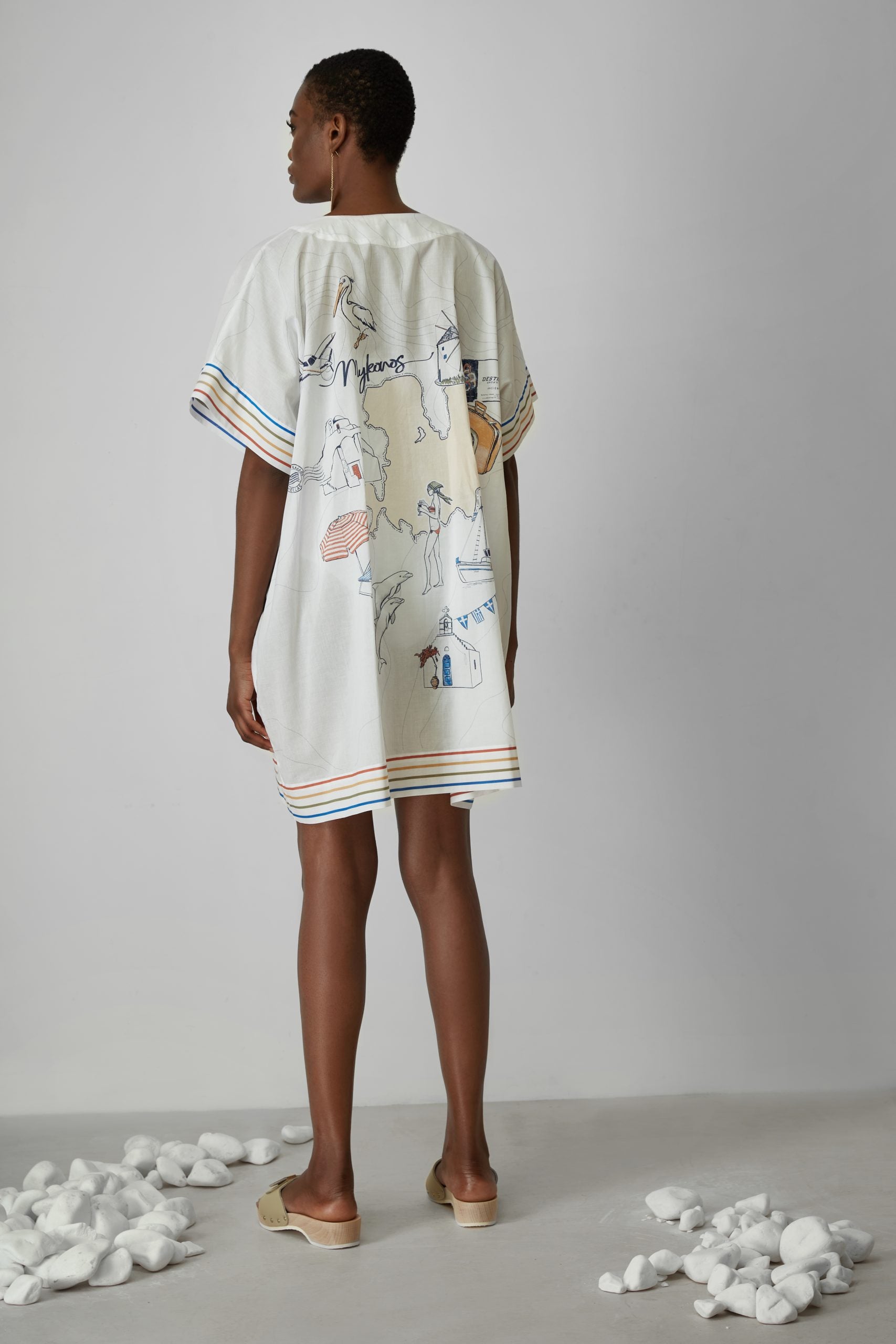 MYKONOS PRINTED MINI KIMONO COTTON VOILE