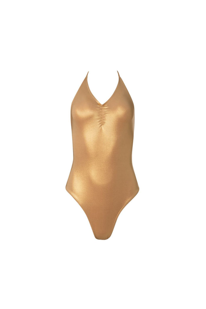 Asteria metallic swimsuit in gold, Ancient Kallos