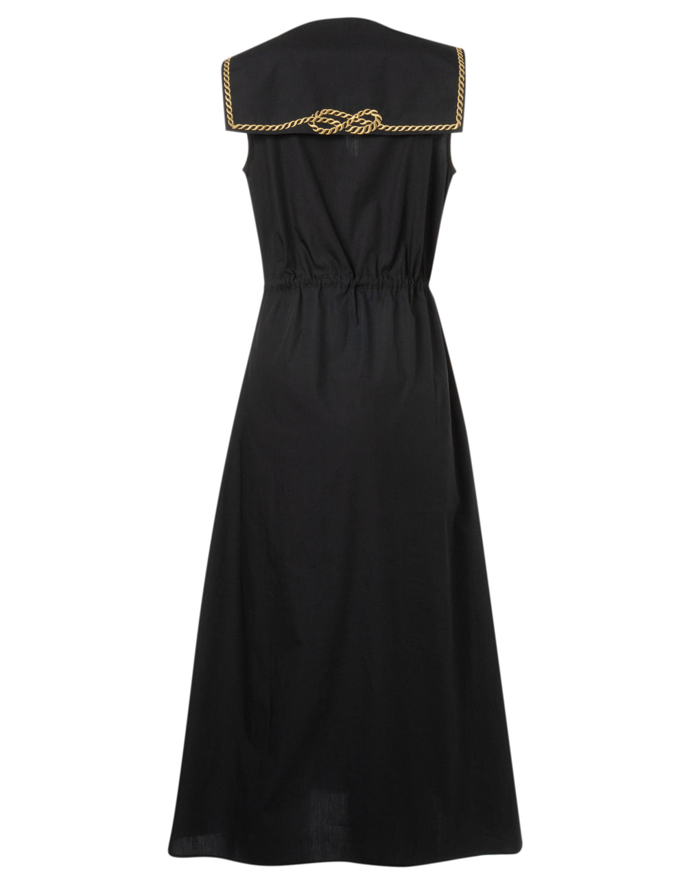 DESIS EMBROIDERED COTTON SAILOR TIE MIDI SHIRT DRESS