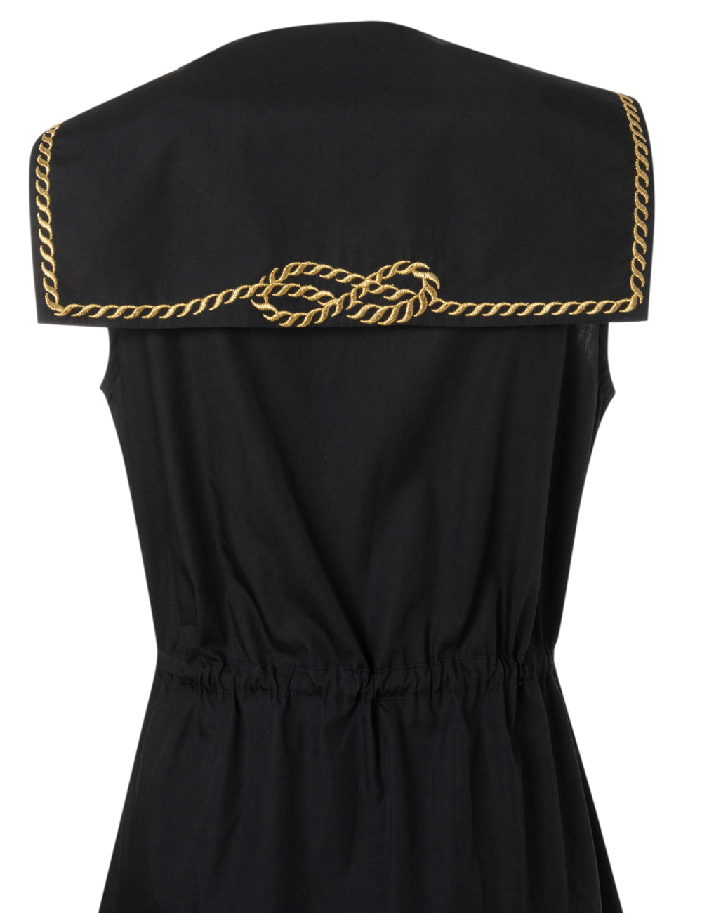 DESIS EMBROIDERED COTTON SAILOR TIE MIDI SHIRT DRESS