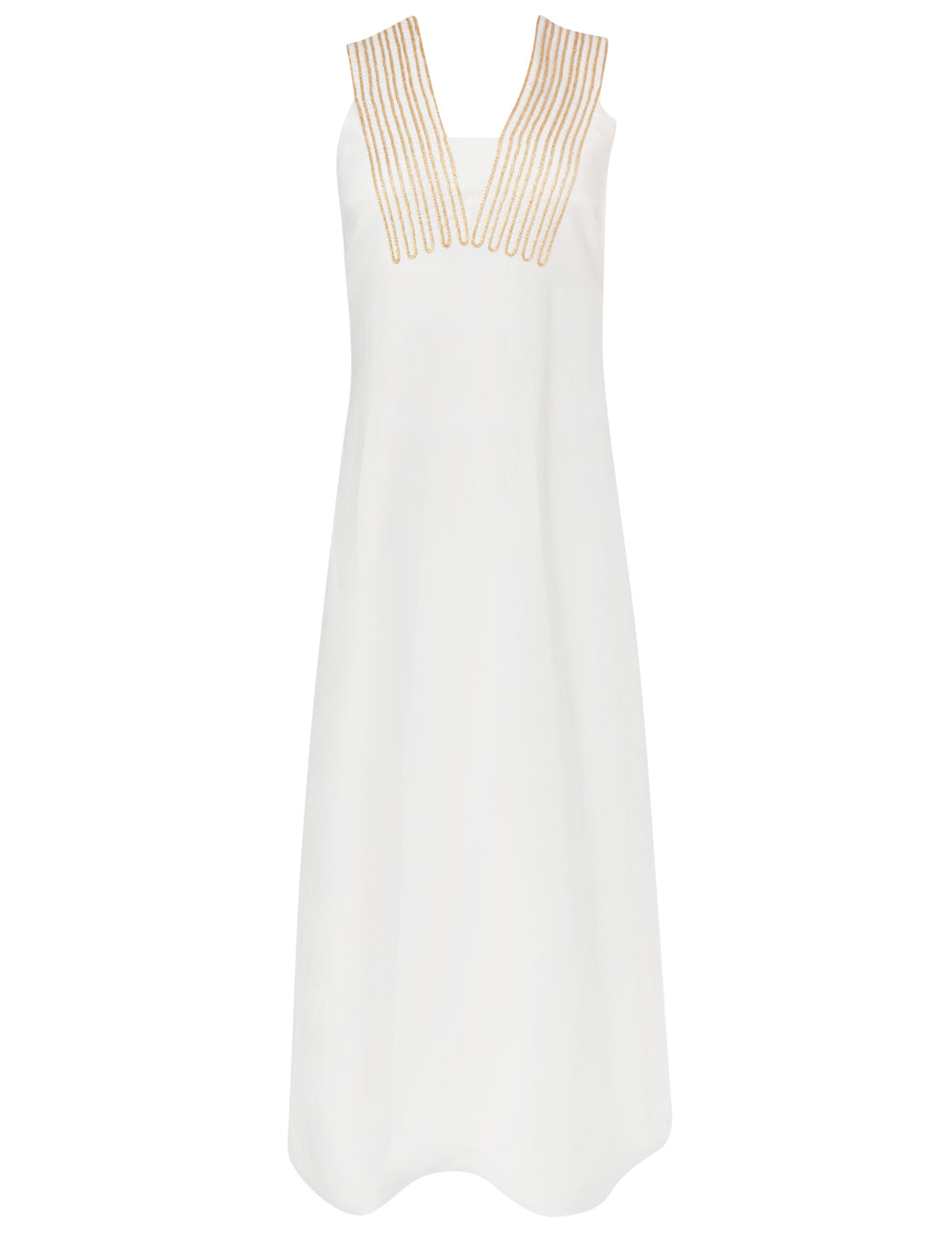 ARIADNI CORD EMBROIDERED LINEN MIDI DRESS