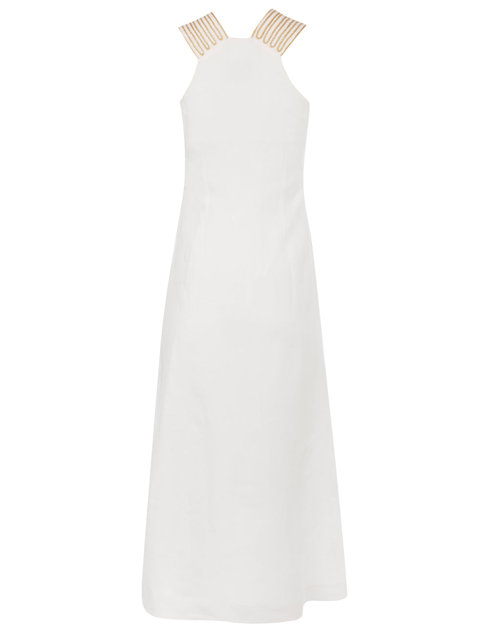 ARIADNI CORD EMBROIDERED LINEN MIDI DRESS