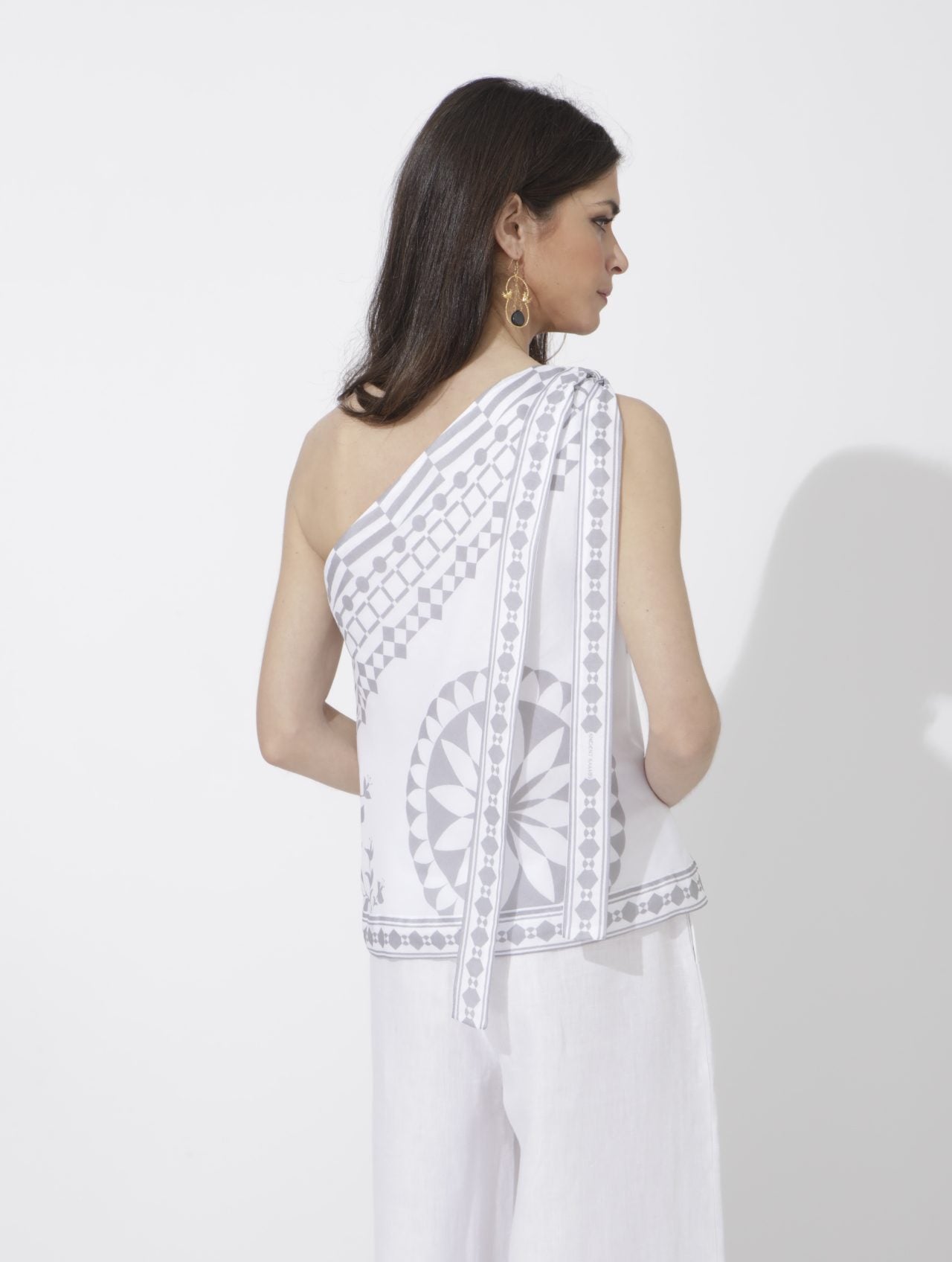 PYRGI PRINTED ONE SHOULDER TOP