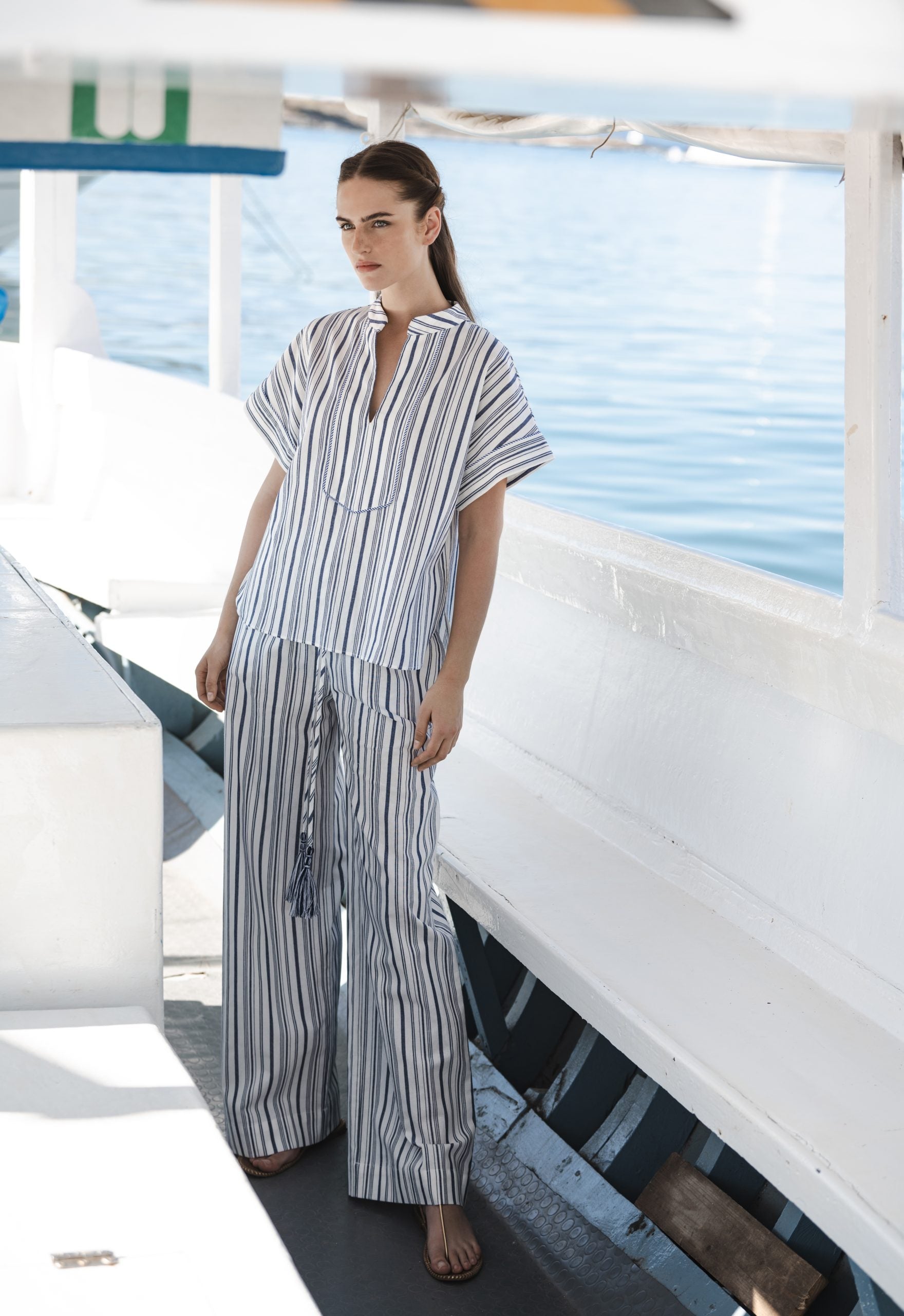 FAROS STRIPED TROUSERS WITH TASSELS