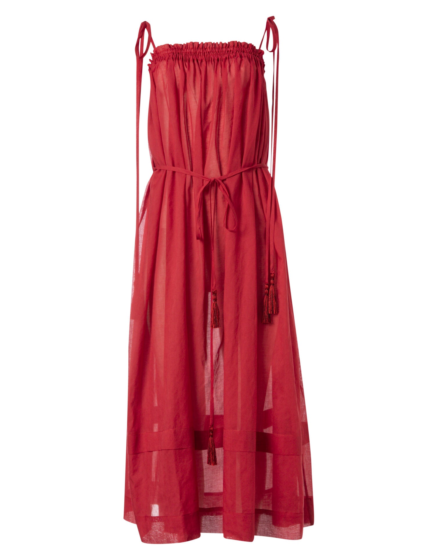 VIOLETA COTTON VOILE BEACH DRESS RED