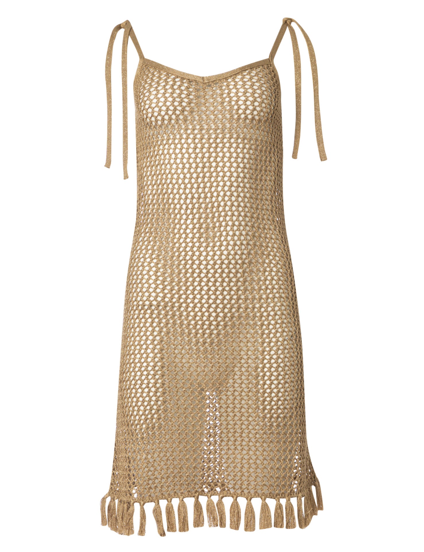 IVI CROCHET MINI DRESS WITH TASSELS