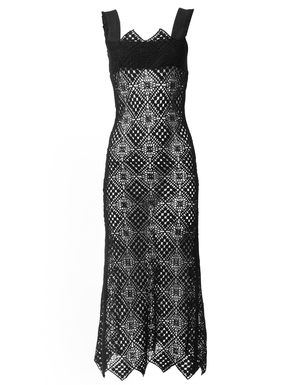 APHRODITE CROCHET MIDI DRESS BLACK